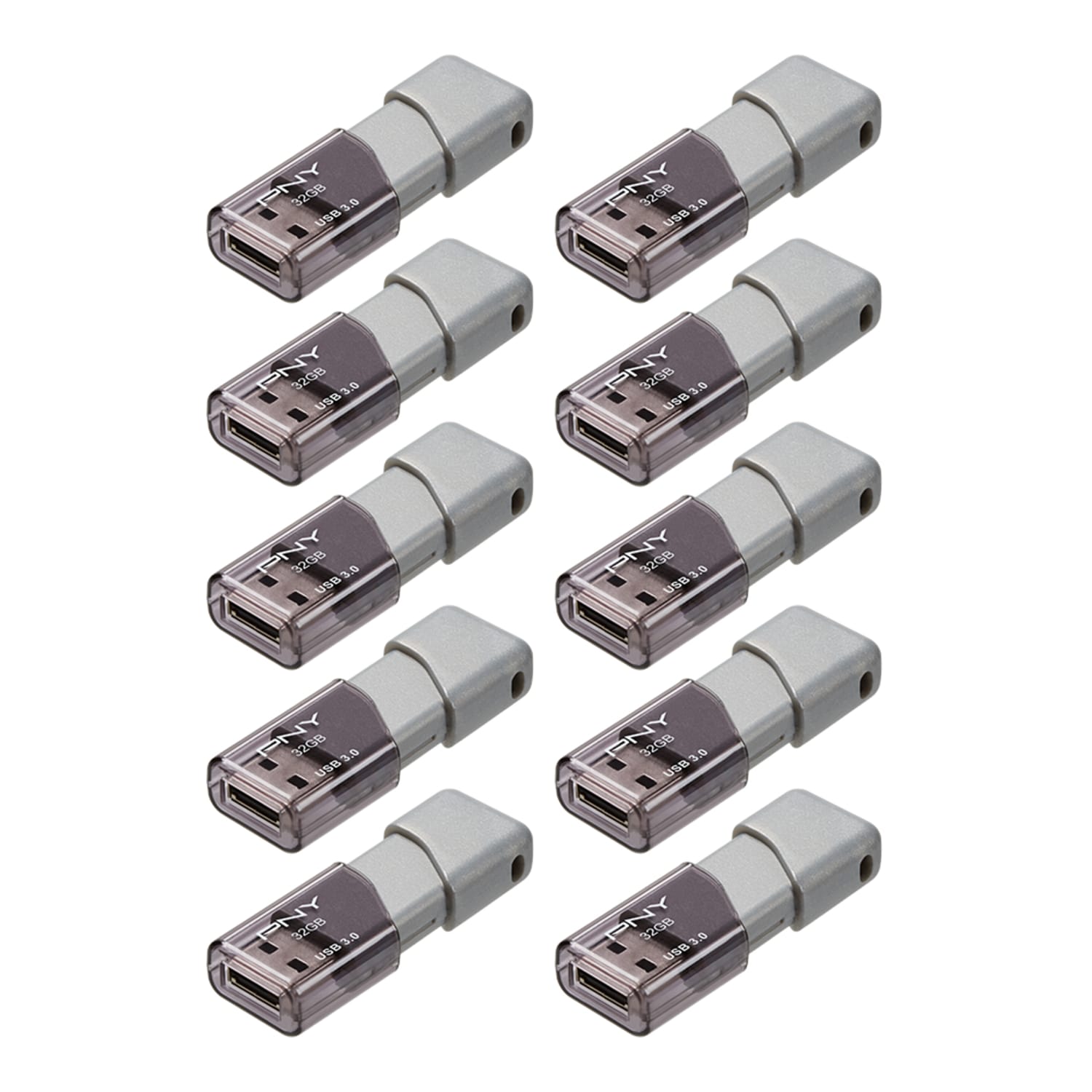 PNY Turbo Attache 3 USB 3.0 Flash Drives, 32GB, Silver, Pack Of 10 Flash Drives - Image 3