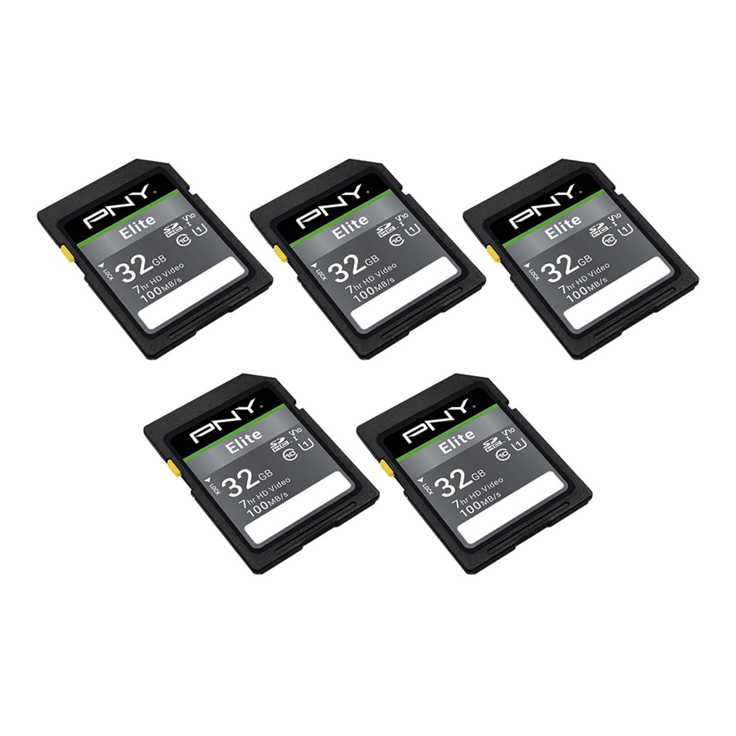 PNY Elite Class 10 U1 V10 SDHC Flash Memory Cards, 32GB, Pack Of 5 Memory Cards - Image 3