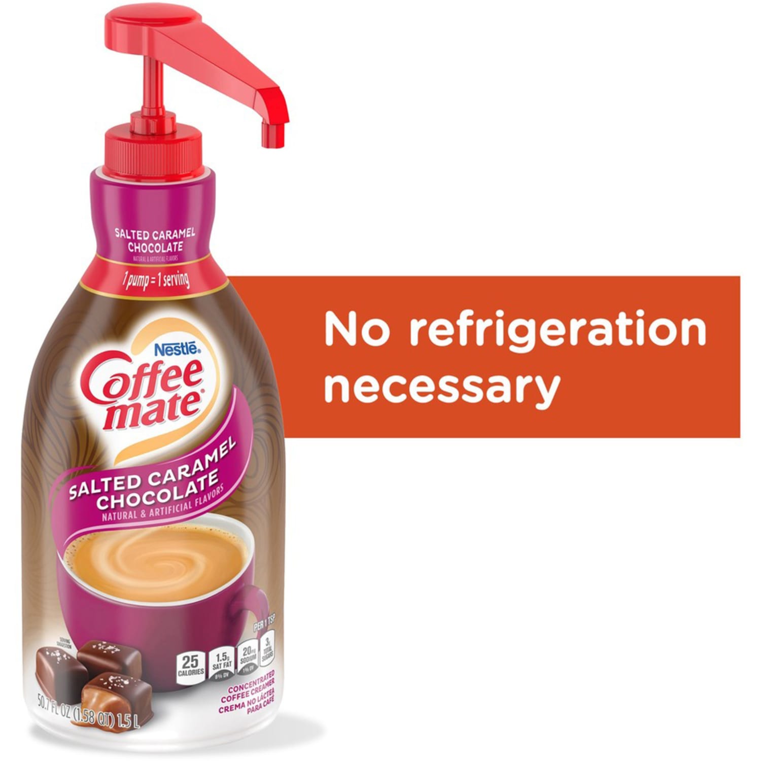 Nestle Coffee-mate Liquid Creamer Pump Bottle, Salted Caramel, 50.7 Fl Oz - Image 5