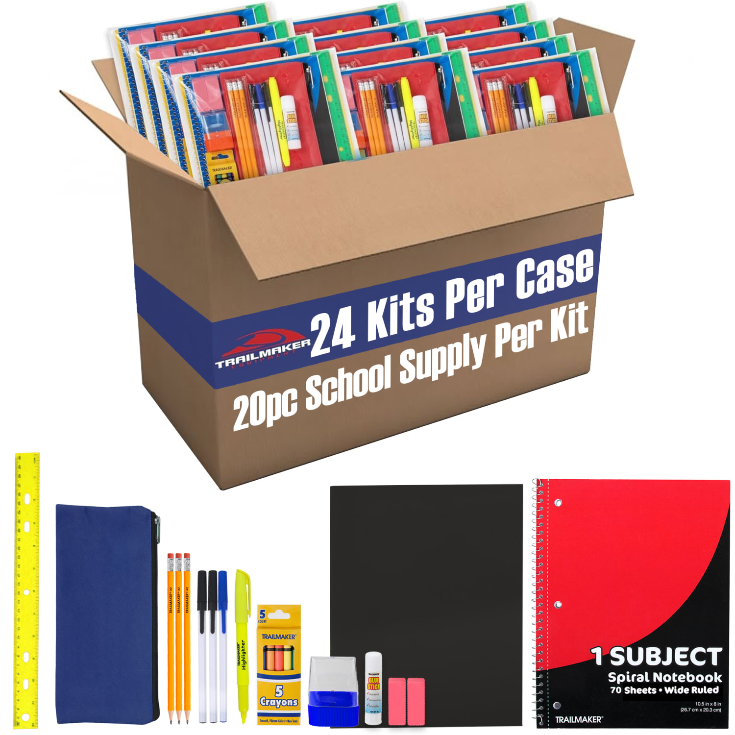 Trailmaker 20-Piece School Supply Kits, Pack Of 24 Kits - Image 3
