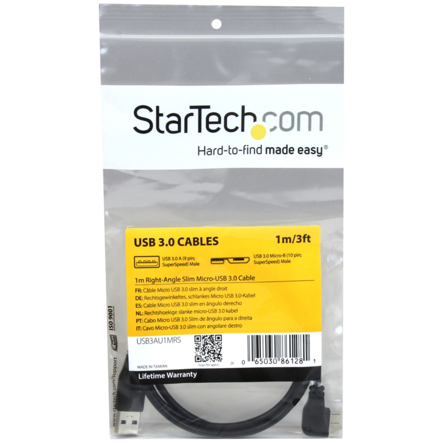 StarTech.com 1m 3 ft Slim Micro USB 3.0 Cable - M/M - USB 3.0 A to Right-Angle Micro USB - USB 3.1 Gen 1 (5 Gbps) - 3.28 ft USB Data Transfer Cable for Tablet, Hard Drive, Card Reader - Image 5