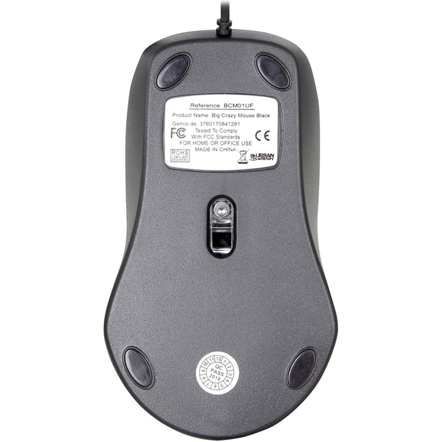 Urban Factory Big Crazy Ambidextrous Wired USB Mouse, Full Size, Black, BCM01UF - Image 4
