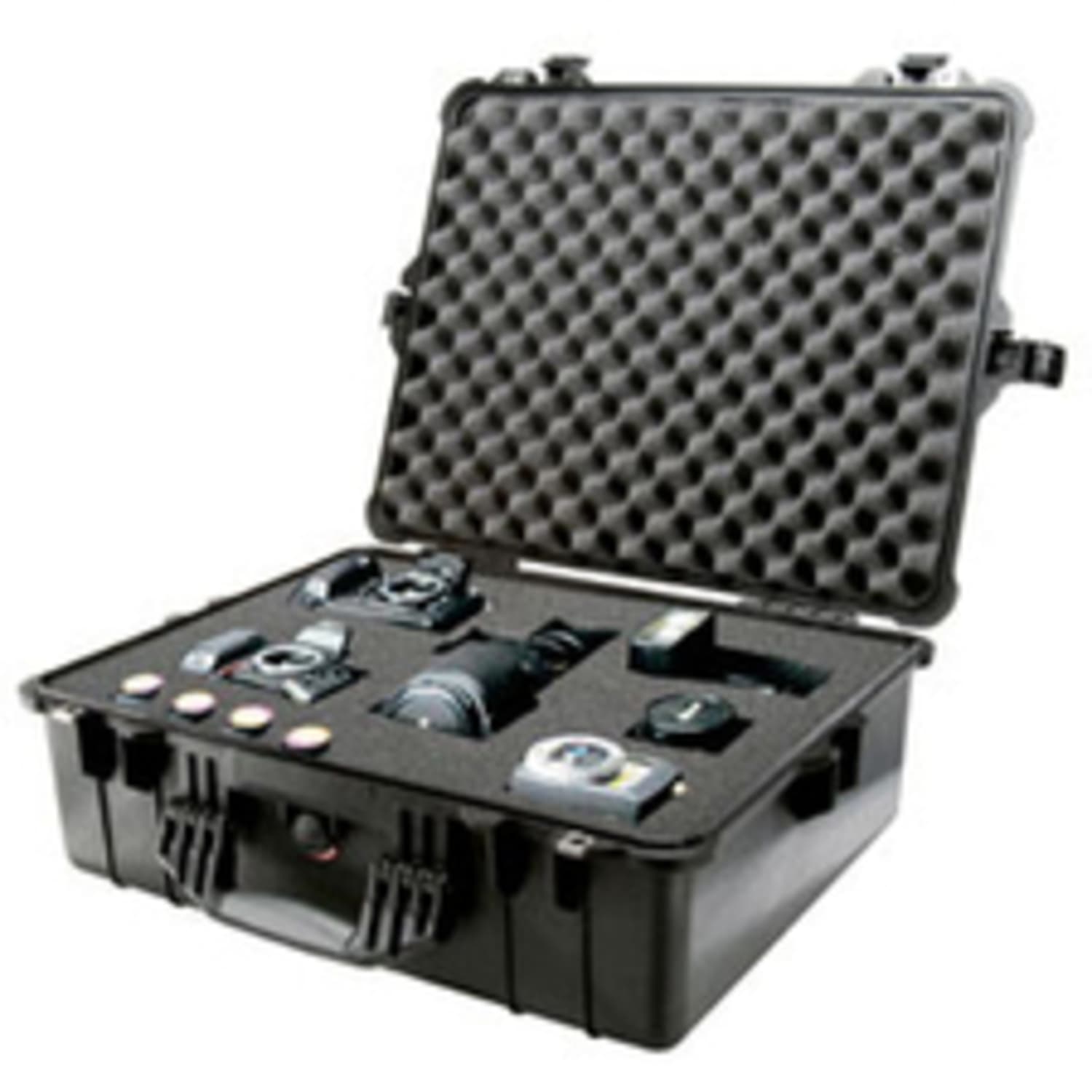 Pelican 1600 Shipping Box with Foam - Internal Dimensions: 21.43inx16.50inx 7.87in Depth - External Dimensions: 24.3inx19.4inx 8.7in Depth - Orange -