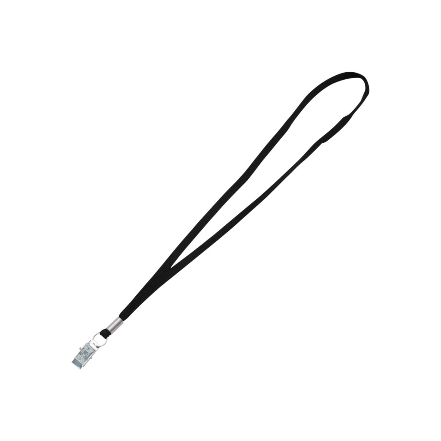 Advantus Flat Clip Lanyard - 36in Length - Black - Woven, Metal - 100 / Box