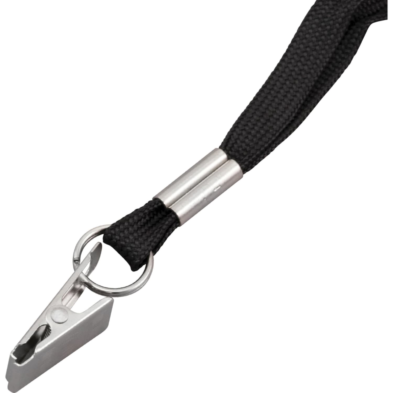 Advantus Flat Clip Lanyard - 36in Length - Black - Woven, Metal - 100 / Box - Image 3