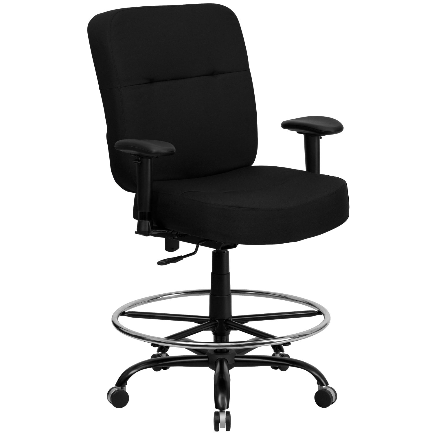 Flash Furniture HERCULES Series Big & Tall 400 lb. Rated Ergonomic Drafting Chair with Rectangular Back and Adjustable Arms Black - Image 3