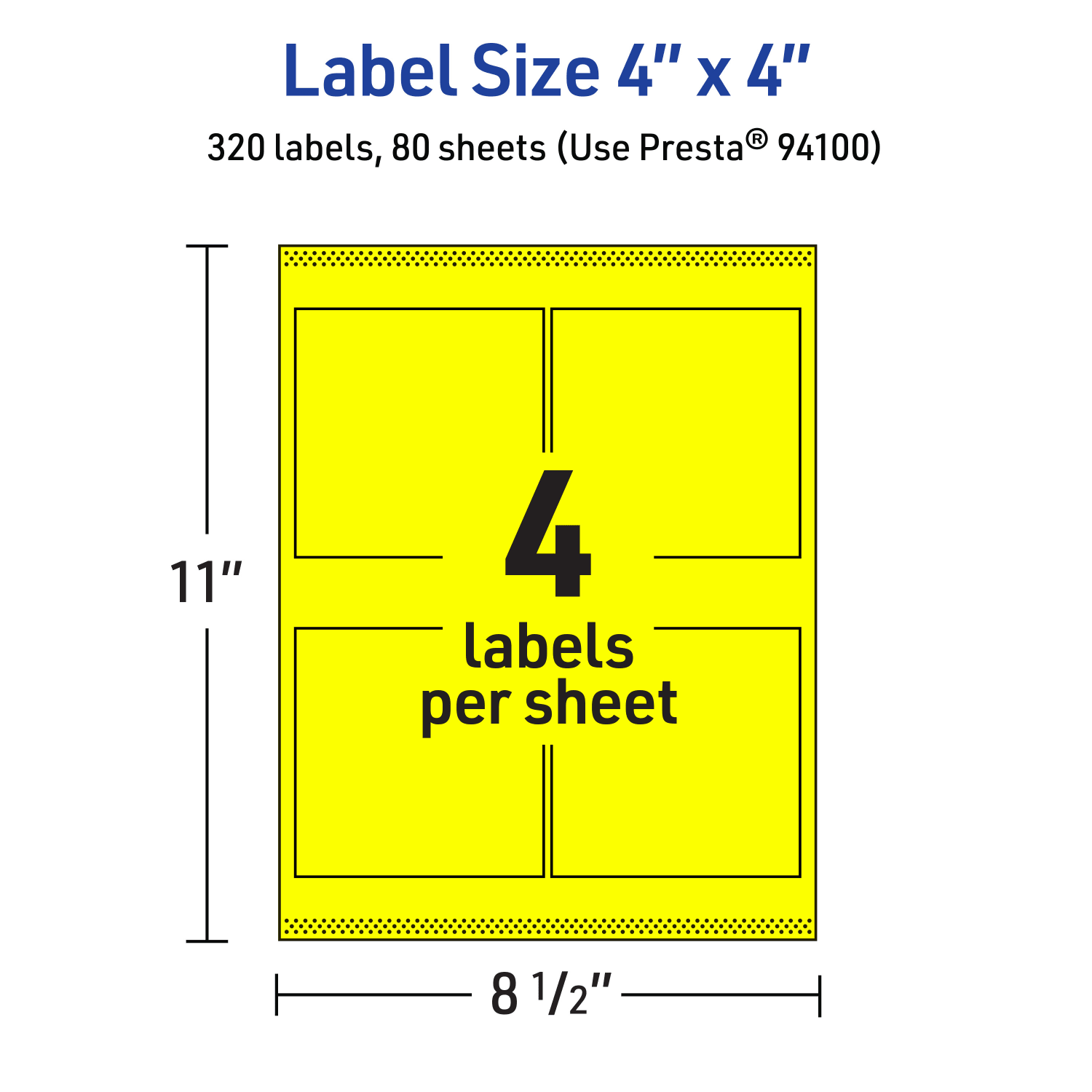 Avery Printable Labels With Sure Feed Technology, 94100-NYP80, Square, 4in x 4in, Matte Neon Yellow, Pack of 320 - Image 6