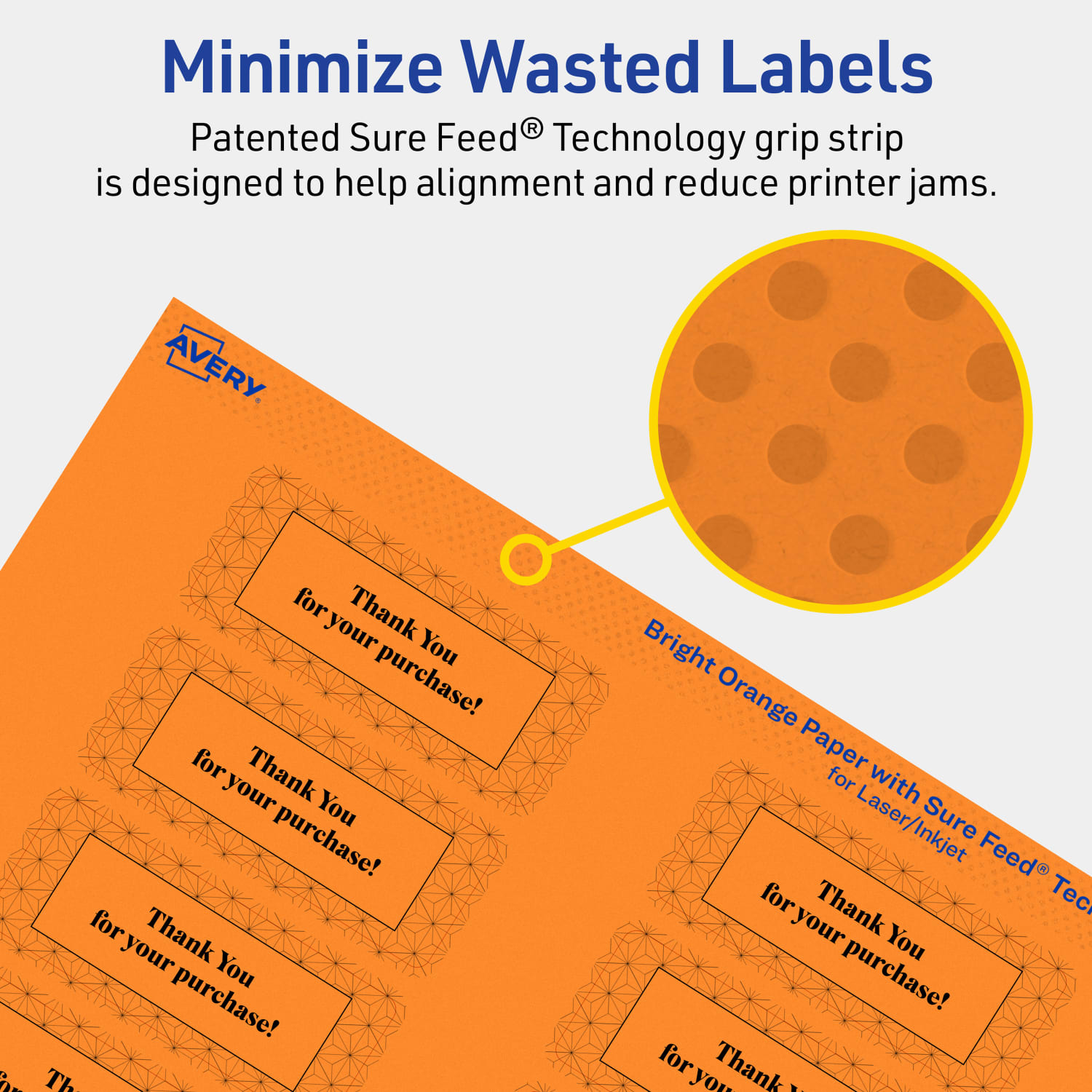 Avery Print-To-The-Edge Labels With Sure Feed Technology And Easy Peel, 94201-BOP20, Rectangle, 1in x 2-5/8in, Matte Bright Orange, Pack of 320 - Image 5