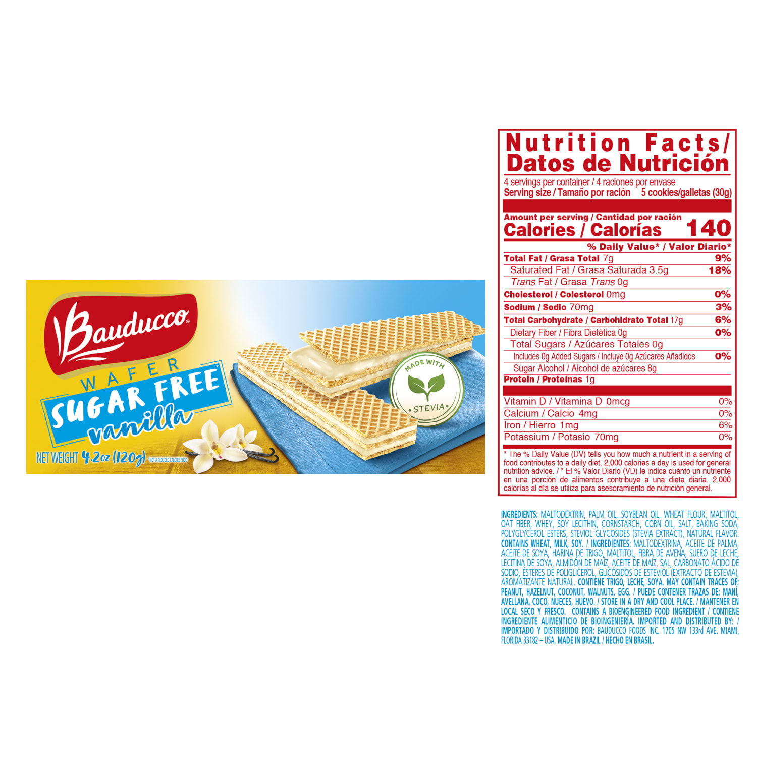 Bauducco Foods Sugar-Free Vanilla Wafers, 5. oz, Case Of 18 Packages - Image 4