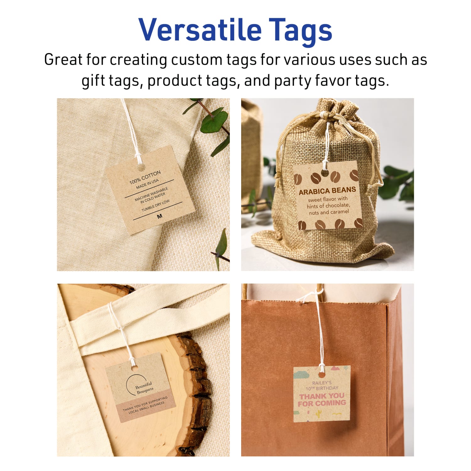 Avery Printable Tags With Sure Feed Technology, Print-To-The-Edge, 2inx2in, Kraft Brown, Pack Of 120 - Image 4