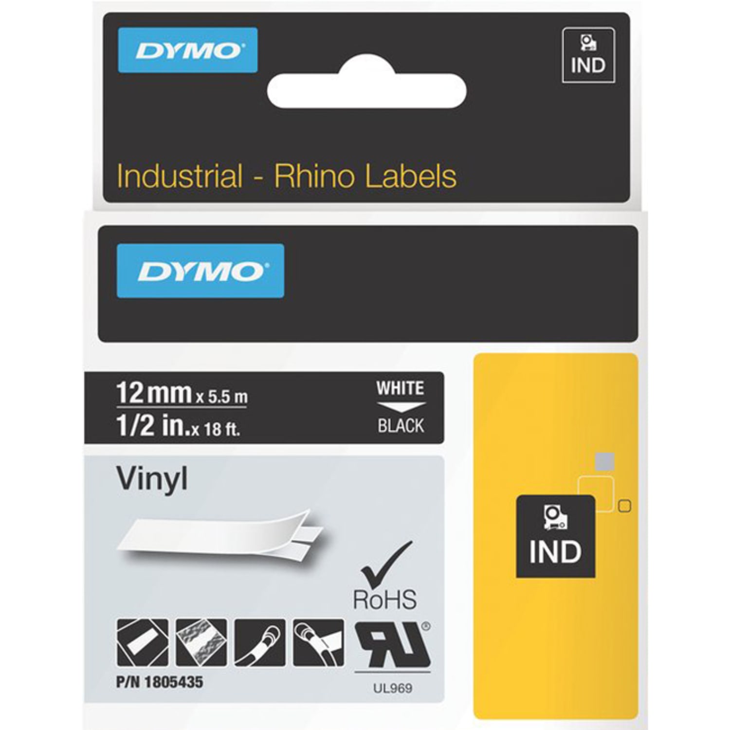 DYMO White on Black Color Coded Label, LJ7445