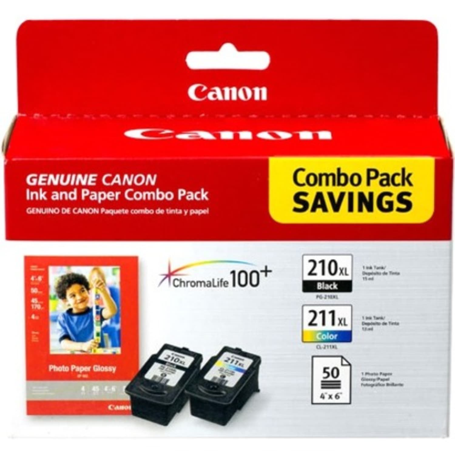 Canon PG-210XL Black/CL-211XL Tri-Color High-Yield Ink Cartridges And Photo Paper, Pack Of 2, 2973B004 - Image 3