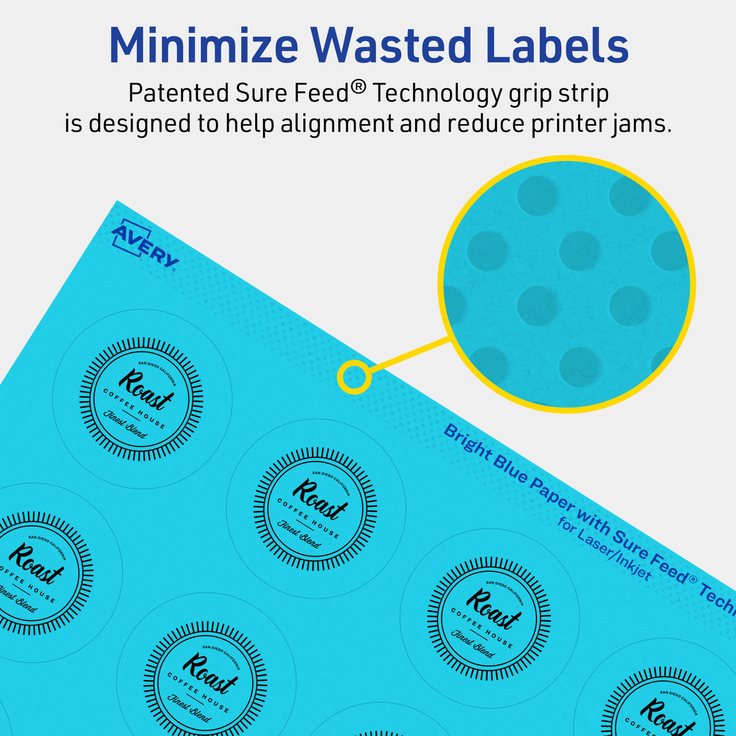 Avery Print-To-The-Edge Labels With Sure Feed Technology And Easy Peel Label Feature, 94509-BBP10, Round, 1-3/4in, Matte Bright Blue, Pack of 200 - Image 5