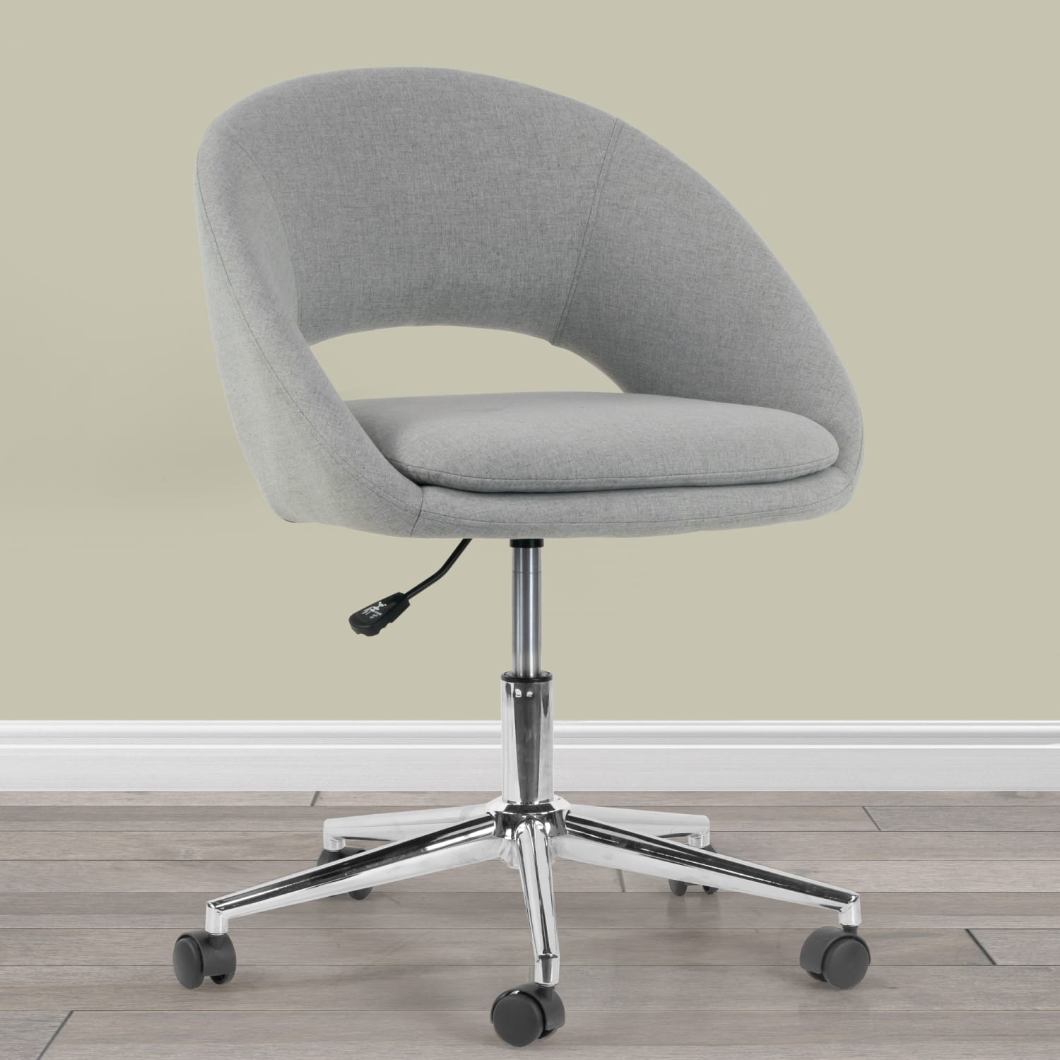 Glamour Home Aura Ergonomic Fabric Low-Back Adjustable Height Swivel Office Task Chair, Gray - Image 8