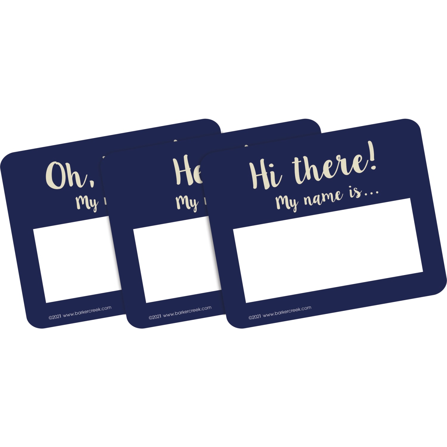 Barker Creek Self-Adhesive Name Tags, 2-3/4 x 3-1/2in, Oh Hello!, Pack Of 45 Tags