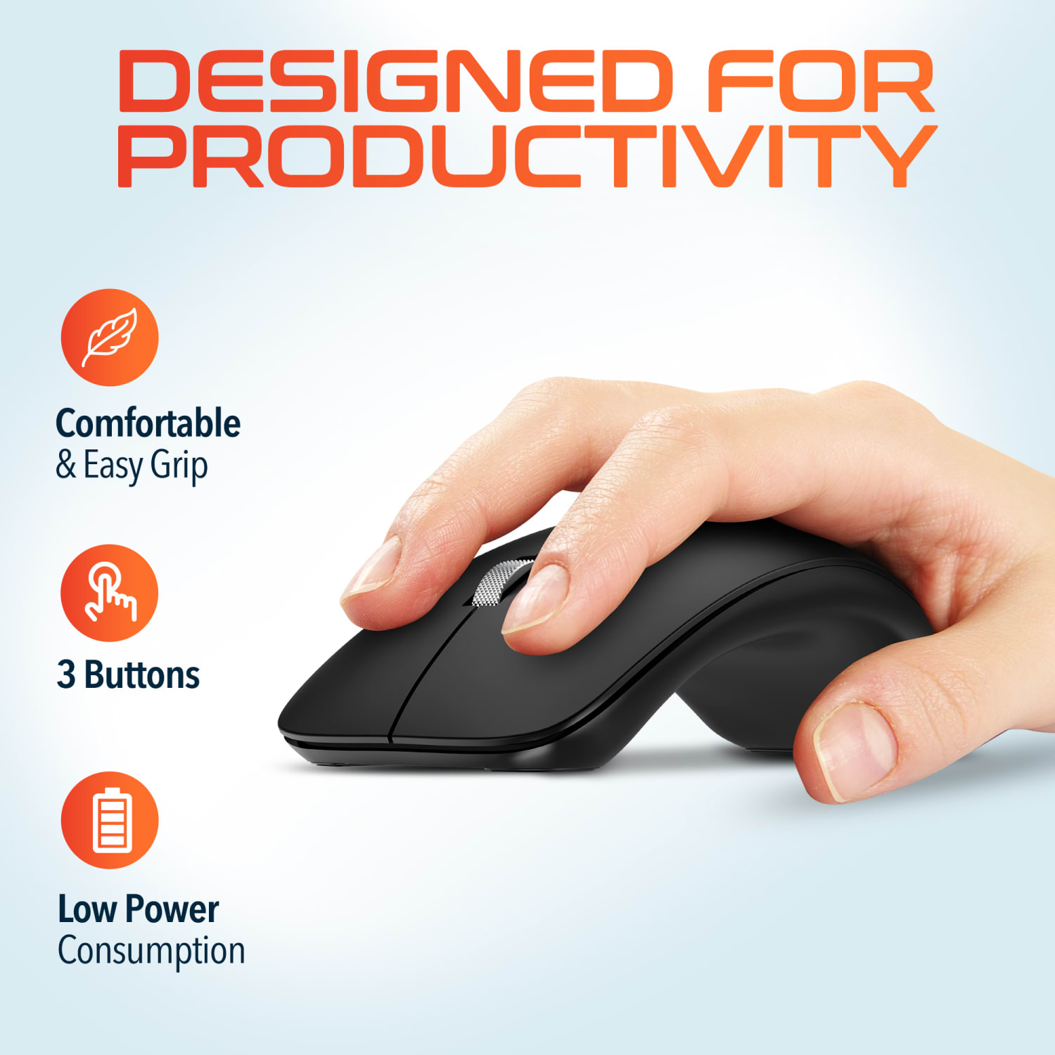 Delton S10 Wireless Optical Computer Mouse, Black - Image 3