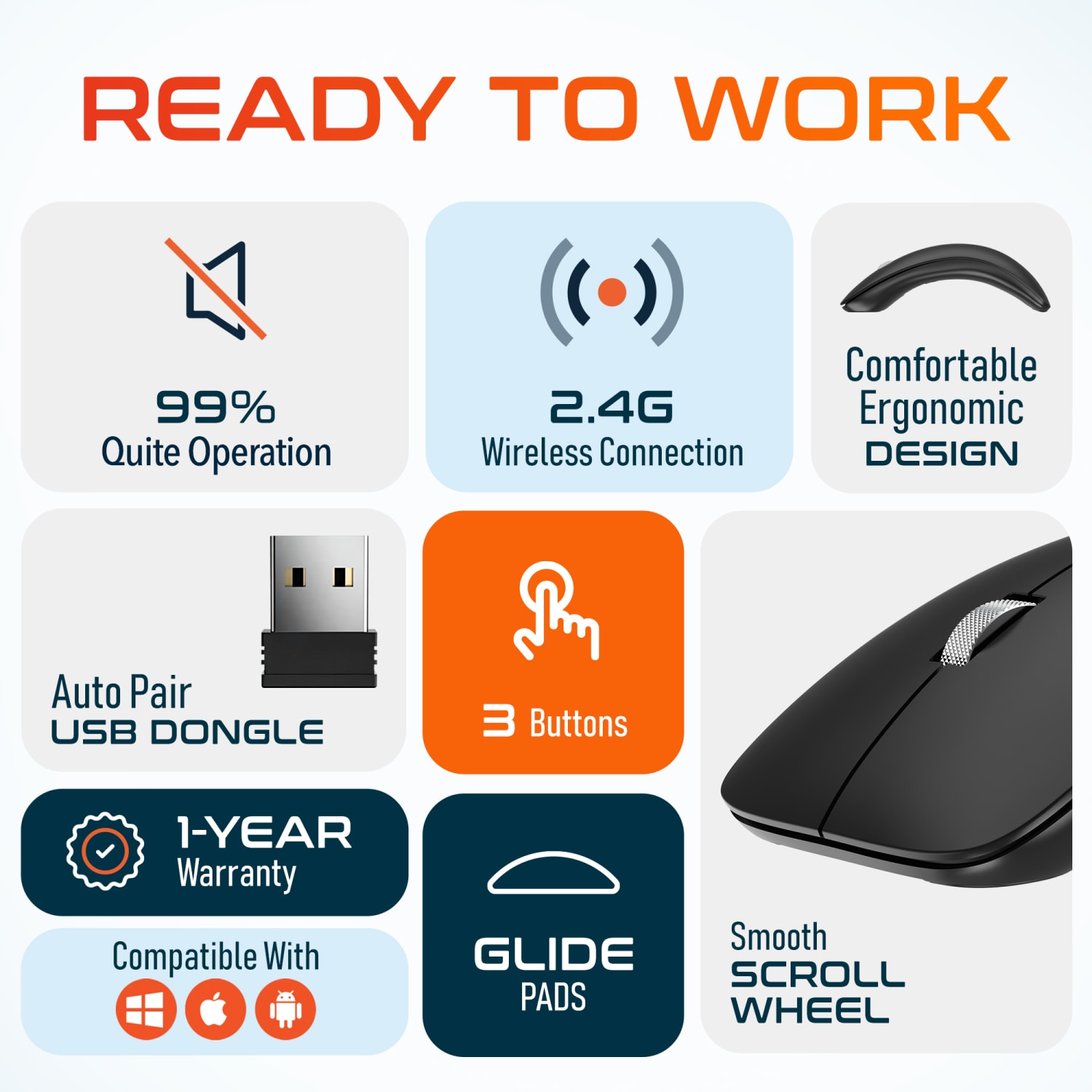 Delton S10 Wireless Optical Computer Mouse, Black - Image 4