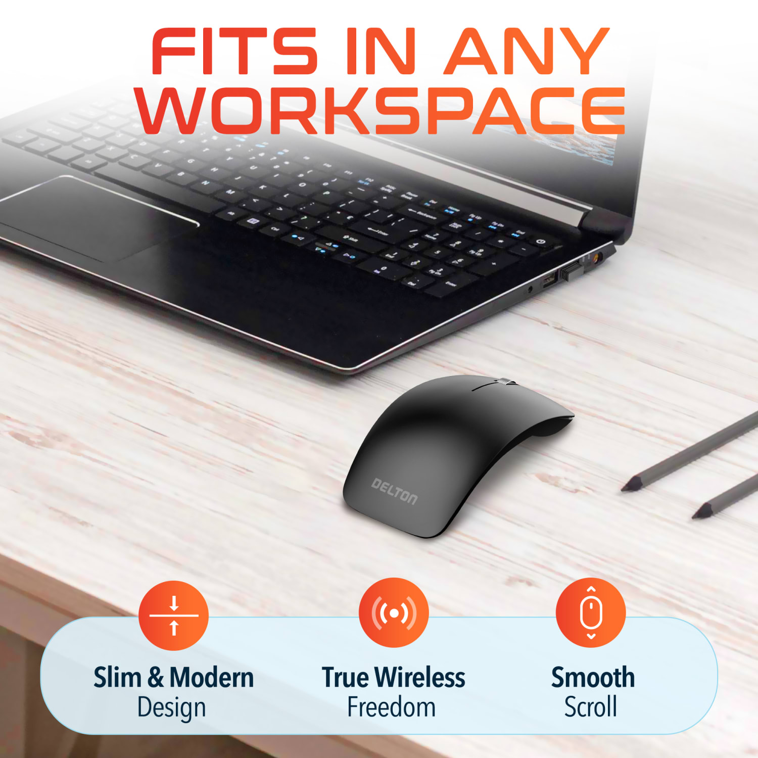 Delton S10 Wireless Optical Computer Mouse, Black - Image 5