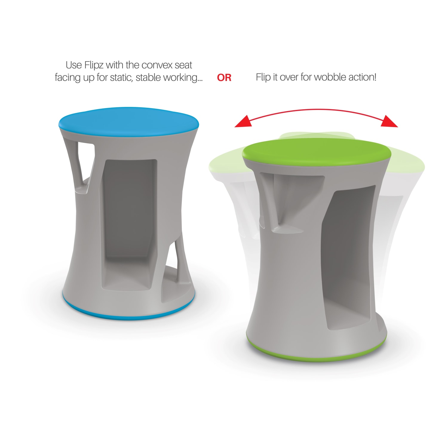 MooreCo Hierarchy Flipz Stacking Rocking Stool, Gray - Image 4