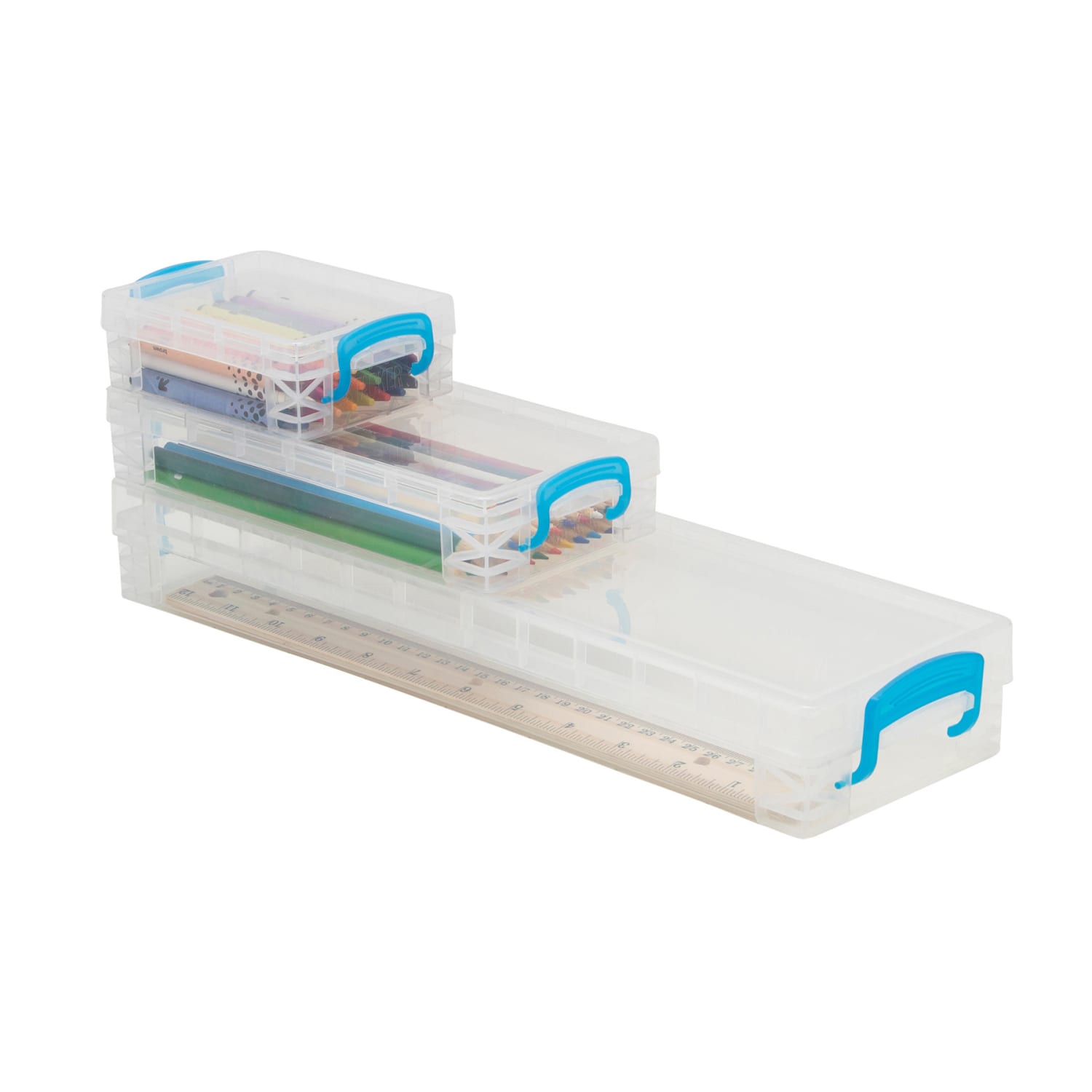 Super Stacker School Storage Kits, 4-1/2inH x 4-1/2inW x 14-1/4inD, Clear, 3 Boxes Per Kit, Set Of 2 Kits - Image 4