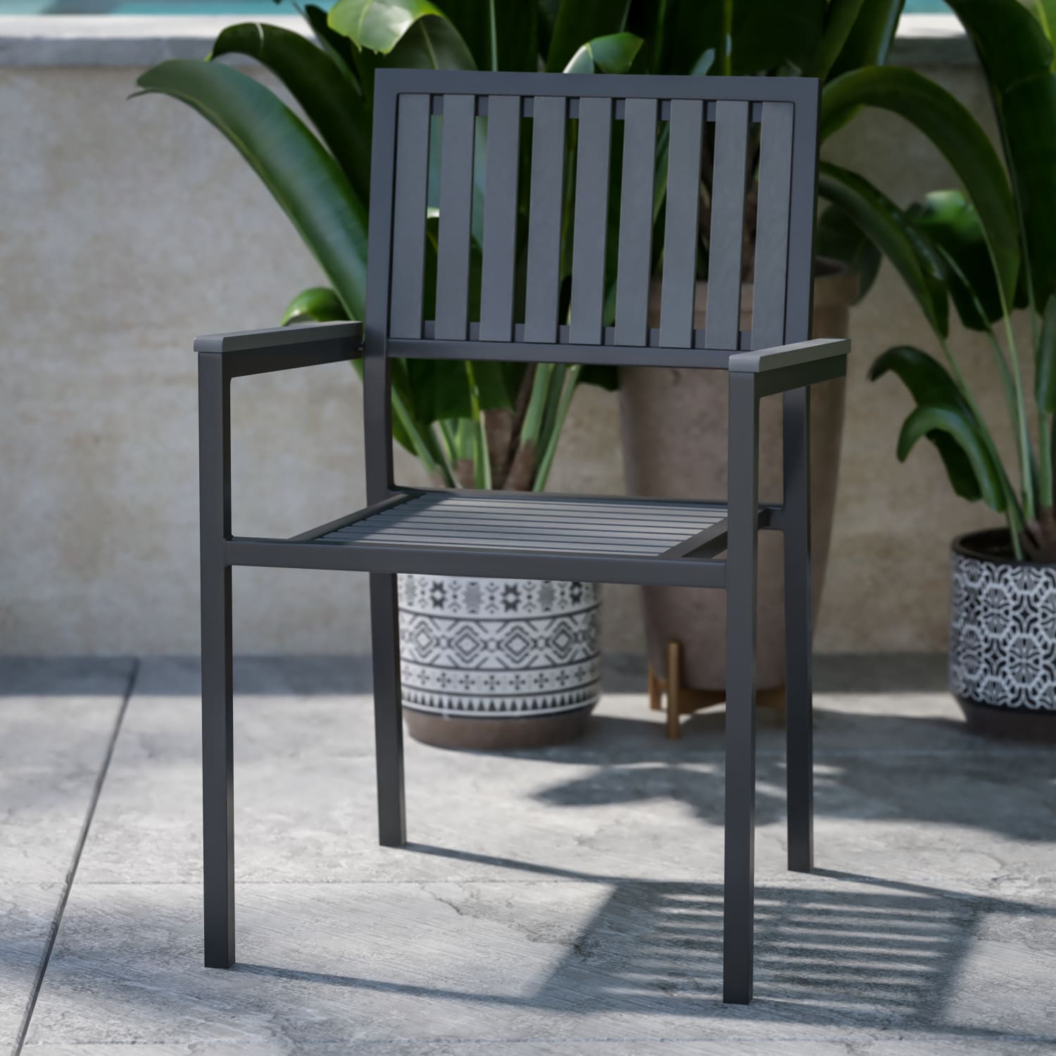 Flash Furniture Harris Commercial Metal/Resin Stacking Club Chairs, Black, Set Of 2 Chairs