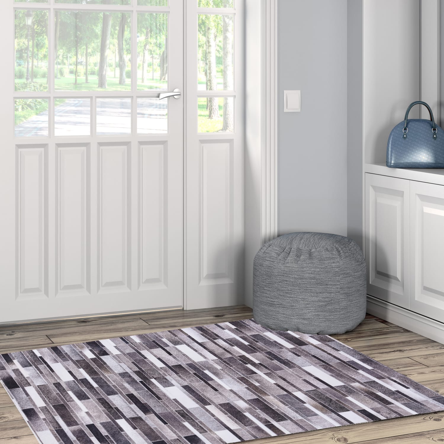 Linon Bingham Area Rug, 3ft x 5ft, Memphis, Gray/Ivory - Image 3