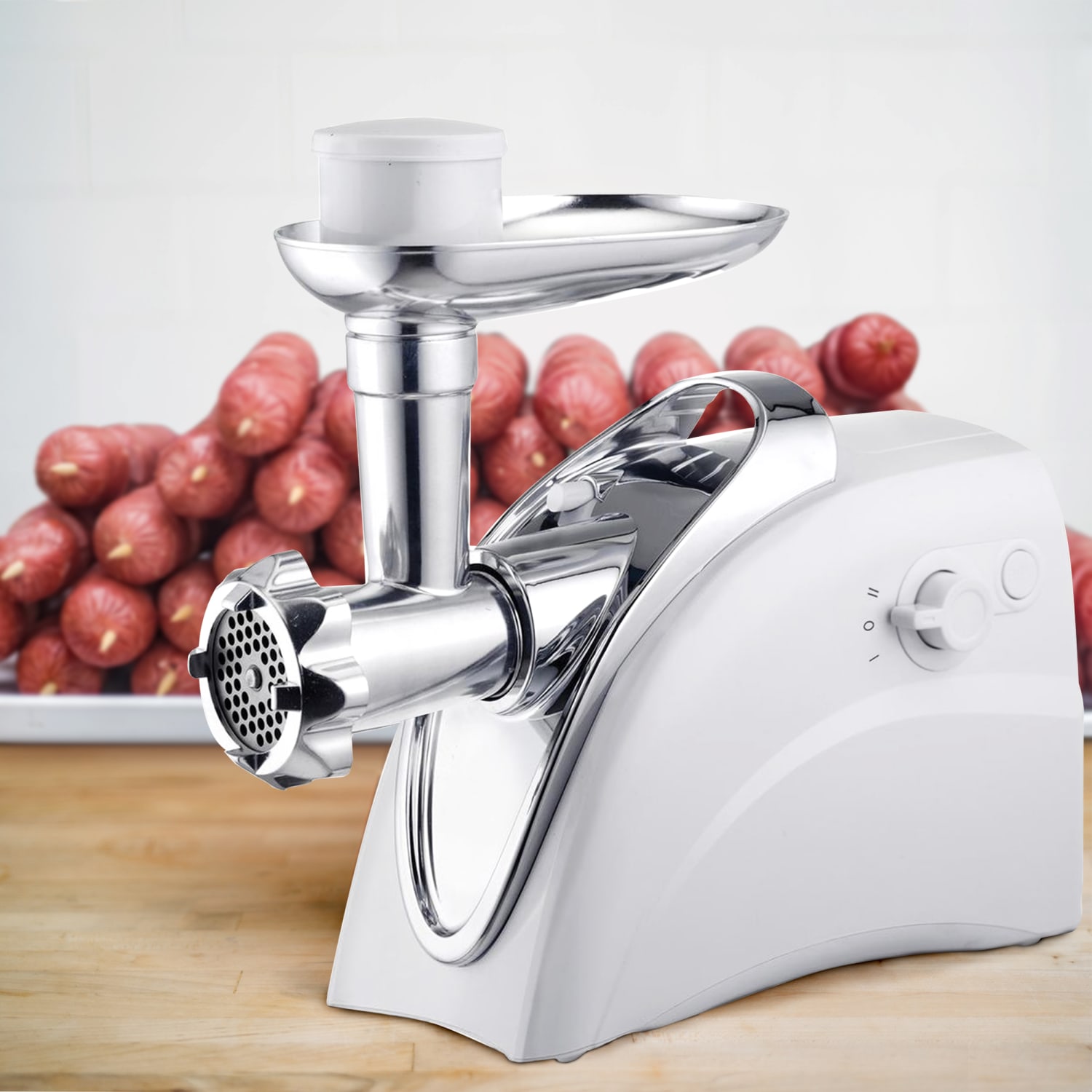 Brentwood 2-Speed 400-Watt Electric Meat Grinder And Sausage Stuffer, White - Image 5
