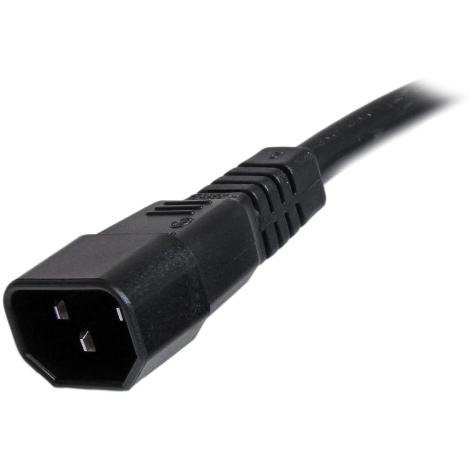 StarTech.com 3ft (1m) Heavy Duty Extension Cord, IEC C14 to IEC C15 Black Extension Cord, 15A 125V, 14AWG, Heavy Gauge Power Cable - Image 6