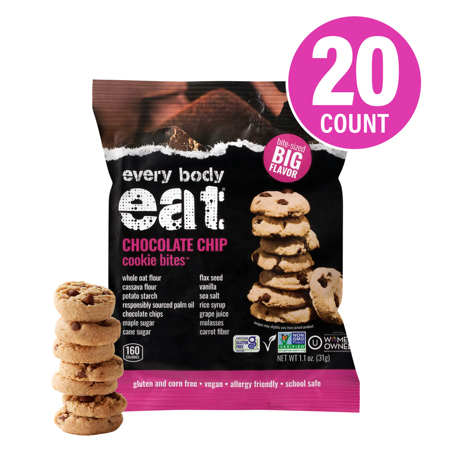 Every Body Eat Chocolate Chip Cookie Bites, 1.1 Oz, Total Qty 20 - Image 3