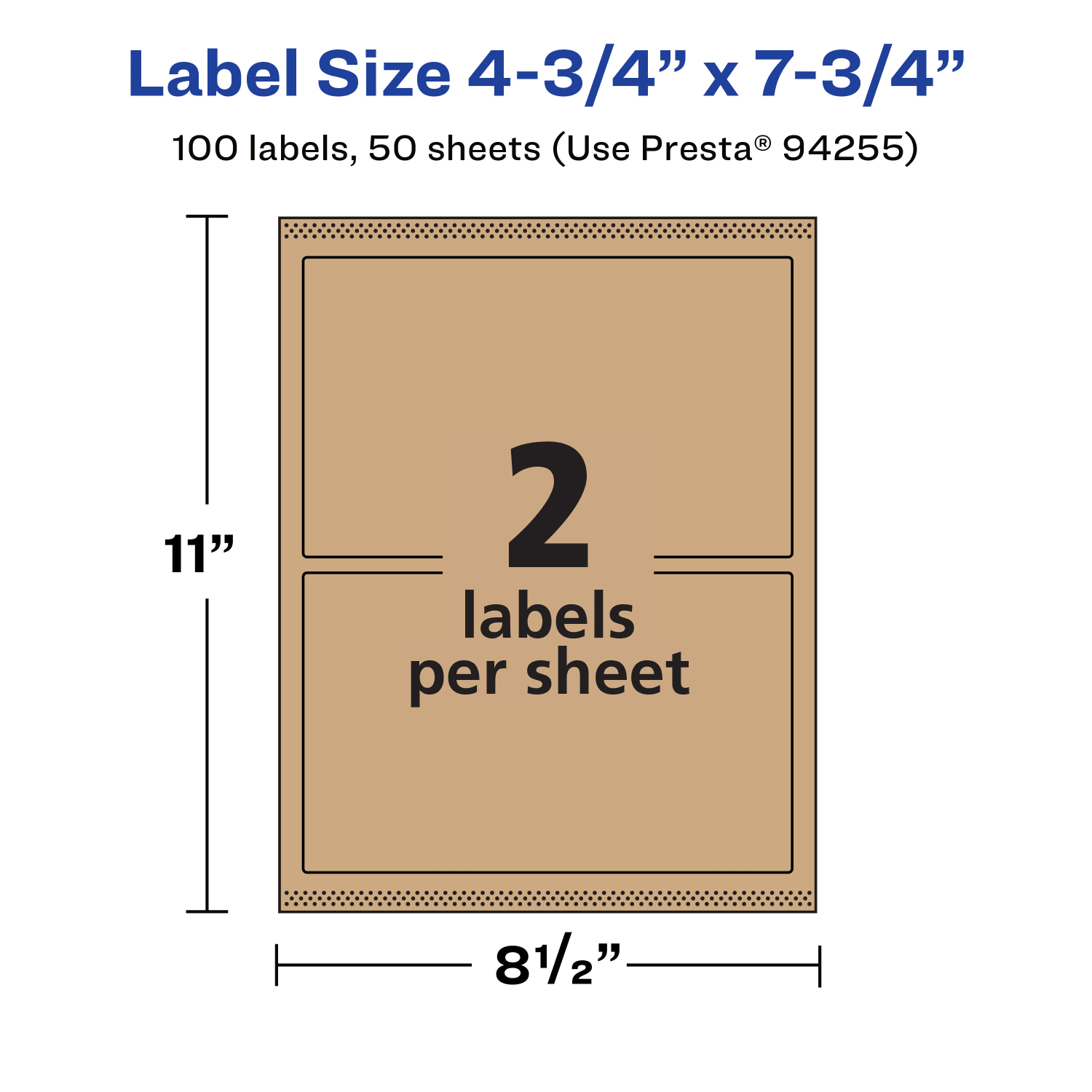 Avery Kraft Permanent Labels With Sure Feed, 94255-KMP50, Rectangle, 4-3/4in x 7-3/4in, Brown, Pack Of 100 - Image 6