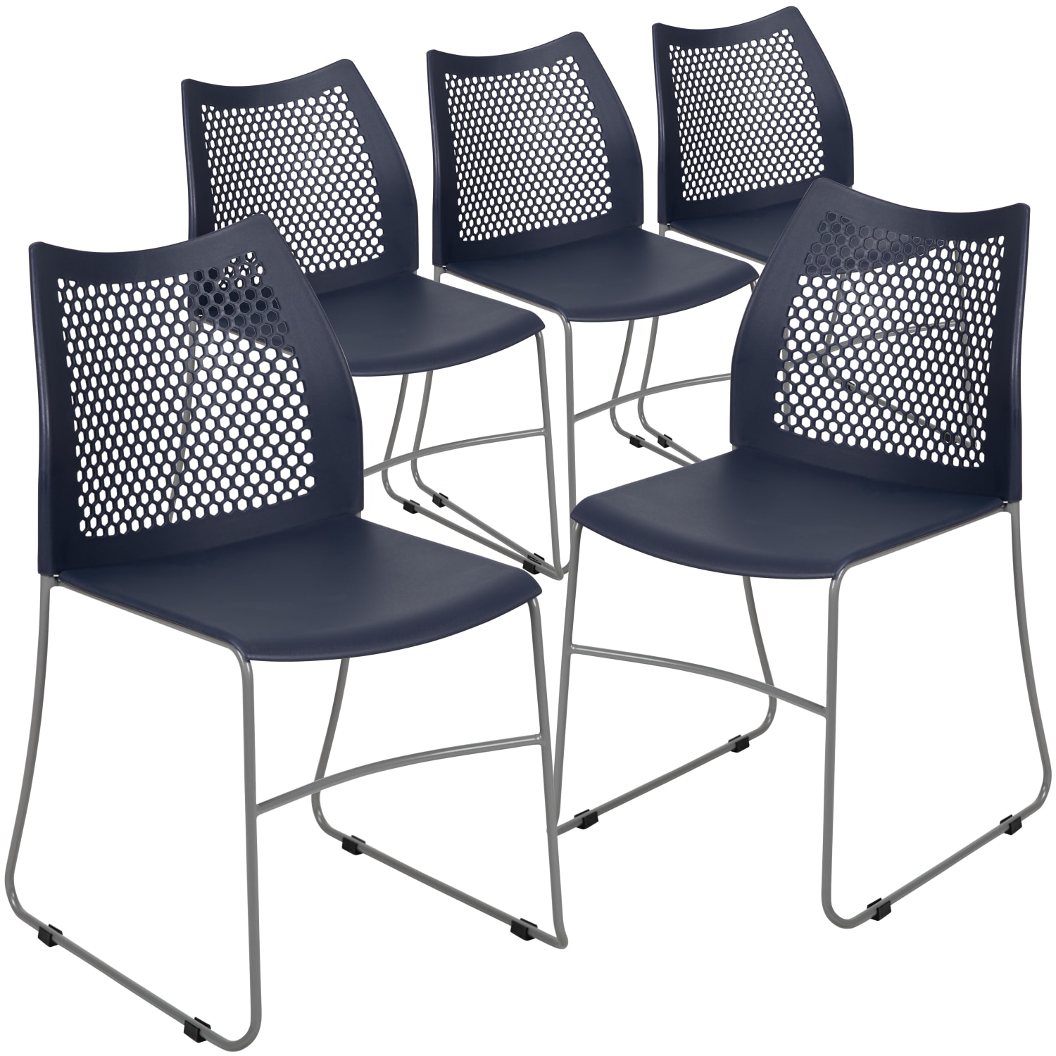Flash Furniture HERCULES Series Stack Chairs, Blue, Set Of 5 Chairs - Image 4