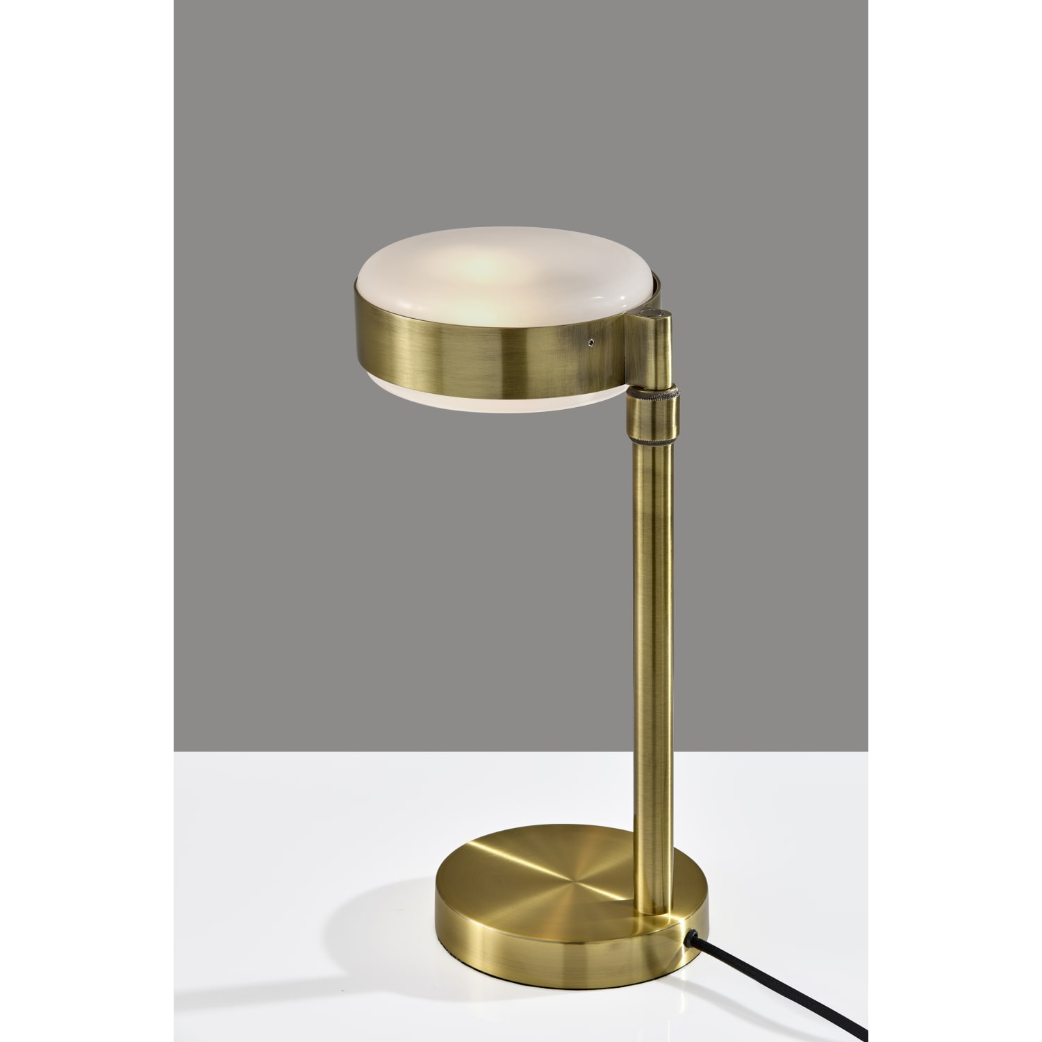 Adesso ADS360 Linis Table Lamp, Antique Brass/White Glosted Glass Shade - Image 3