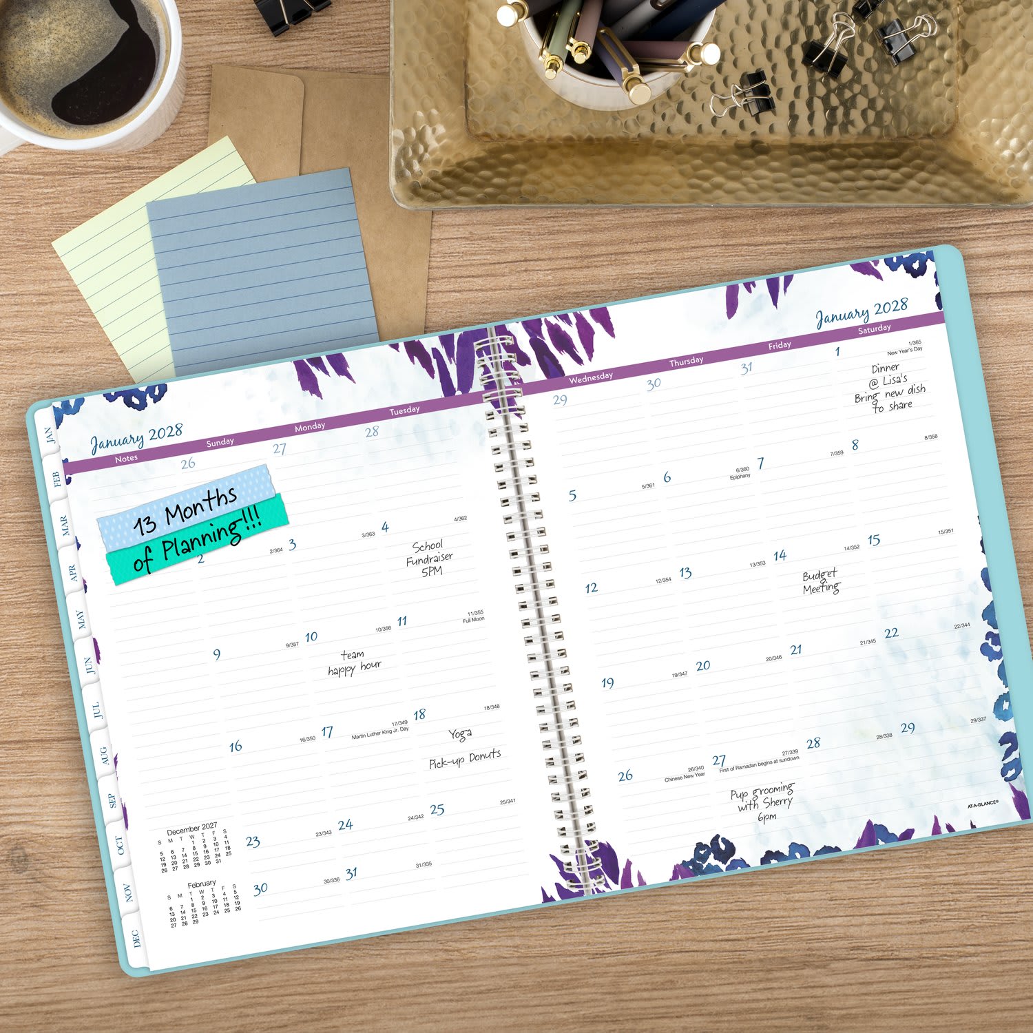 AT-A-GLANCE Wild Washes 2027 Weekly Monthly Appointment Book Planner, Teal, Large, 8 1/2in x 11in - Image 4