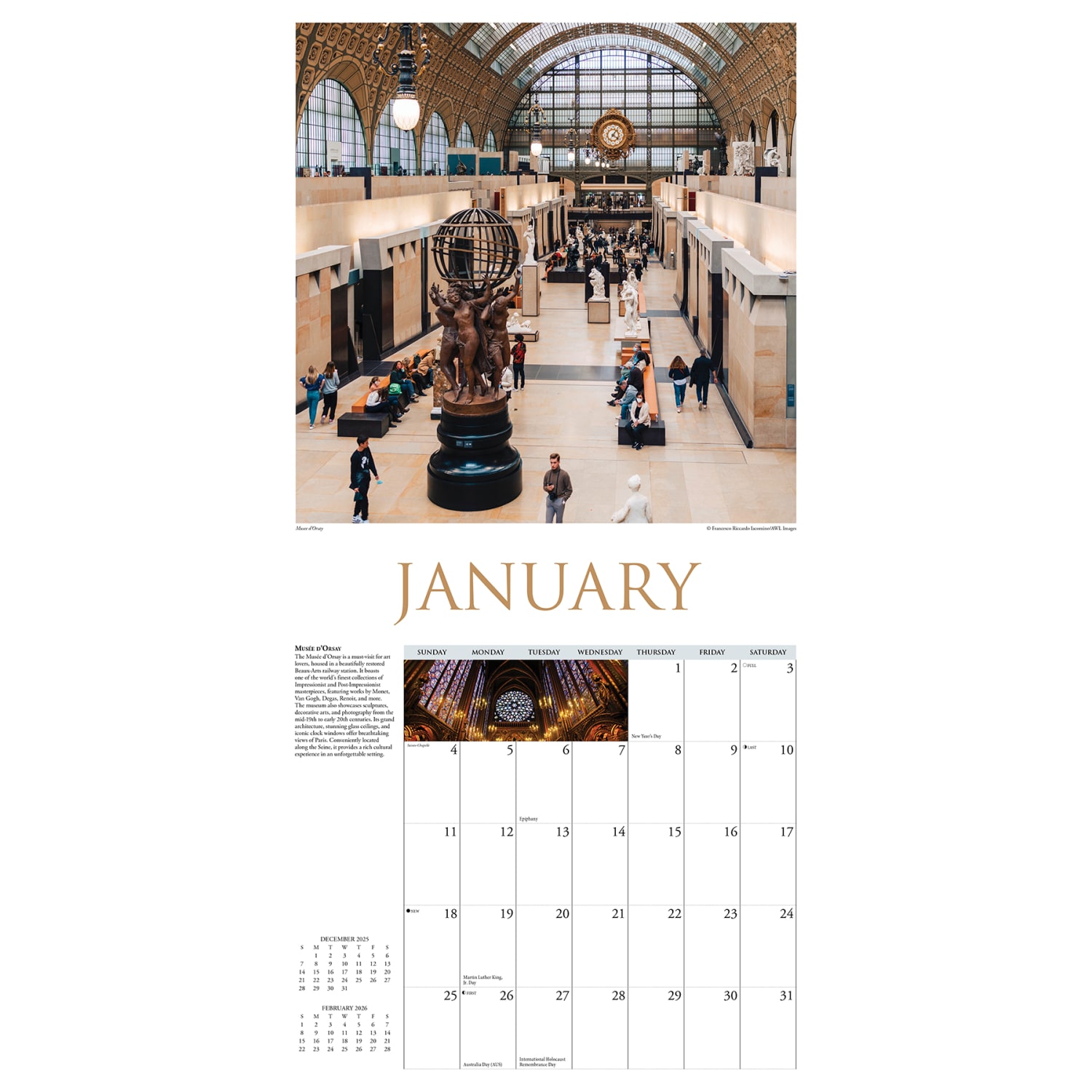 2026 Willow Creek Press Scenic Monthly Wall Calendar, 12in x 12in, A Walk in Paris, January To December, 49761 - Image 3