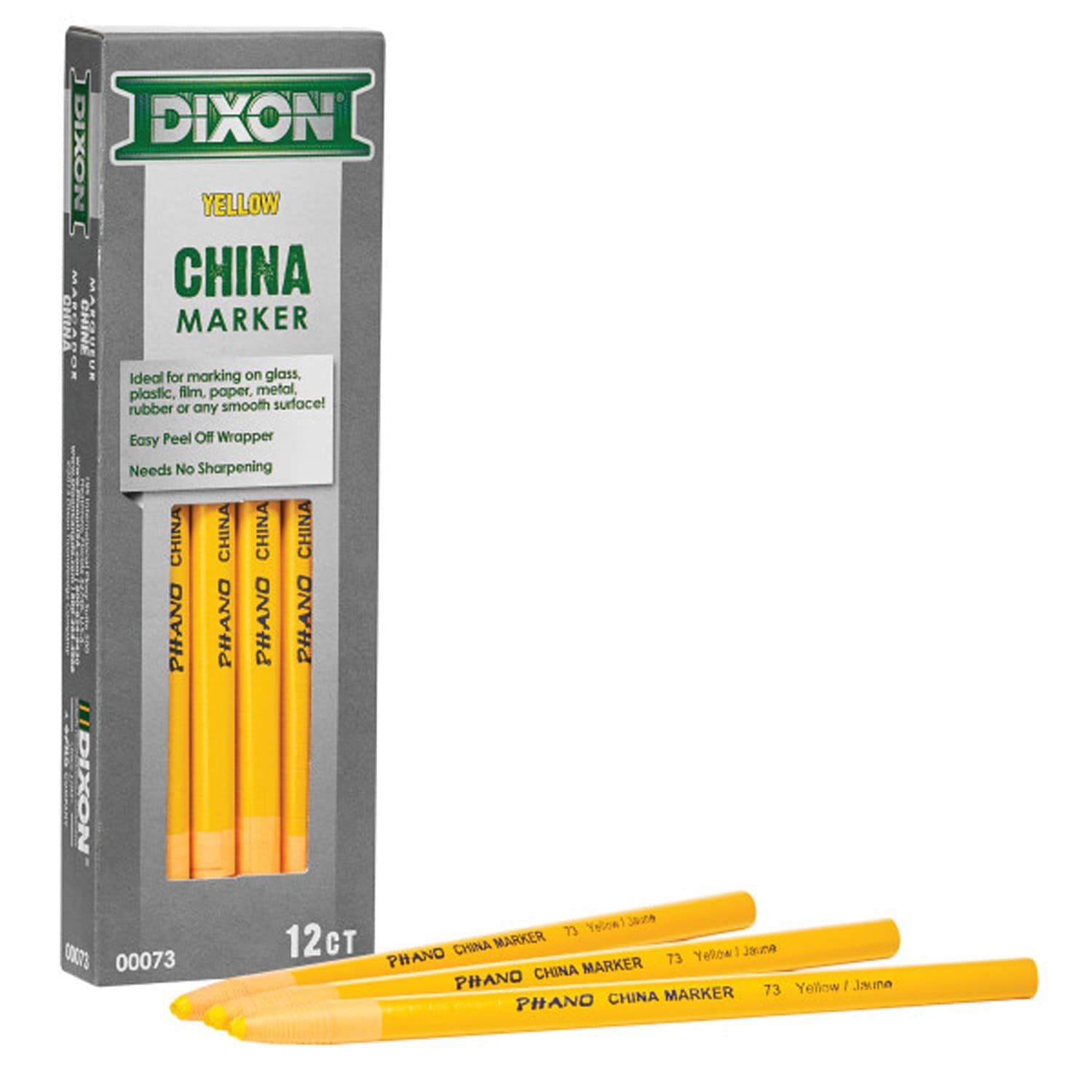 Dixon Phano China Markers, 24 Markers, Broad Point, Yellow Ink, 12 Markers Per Pack, Set Of 2 Packs - Image 3
