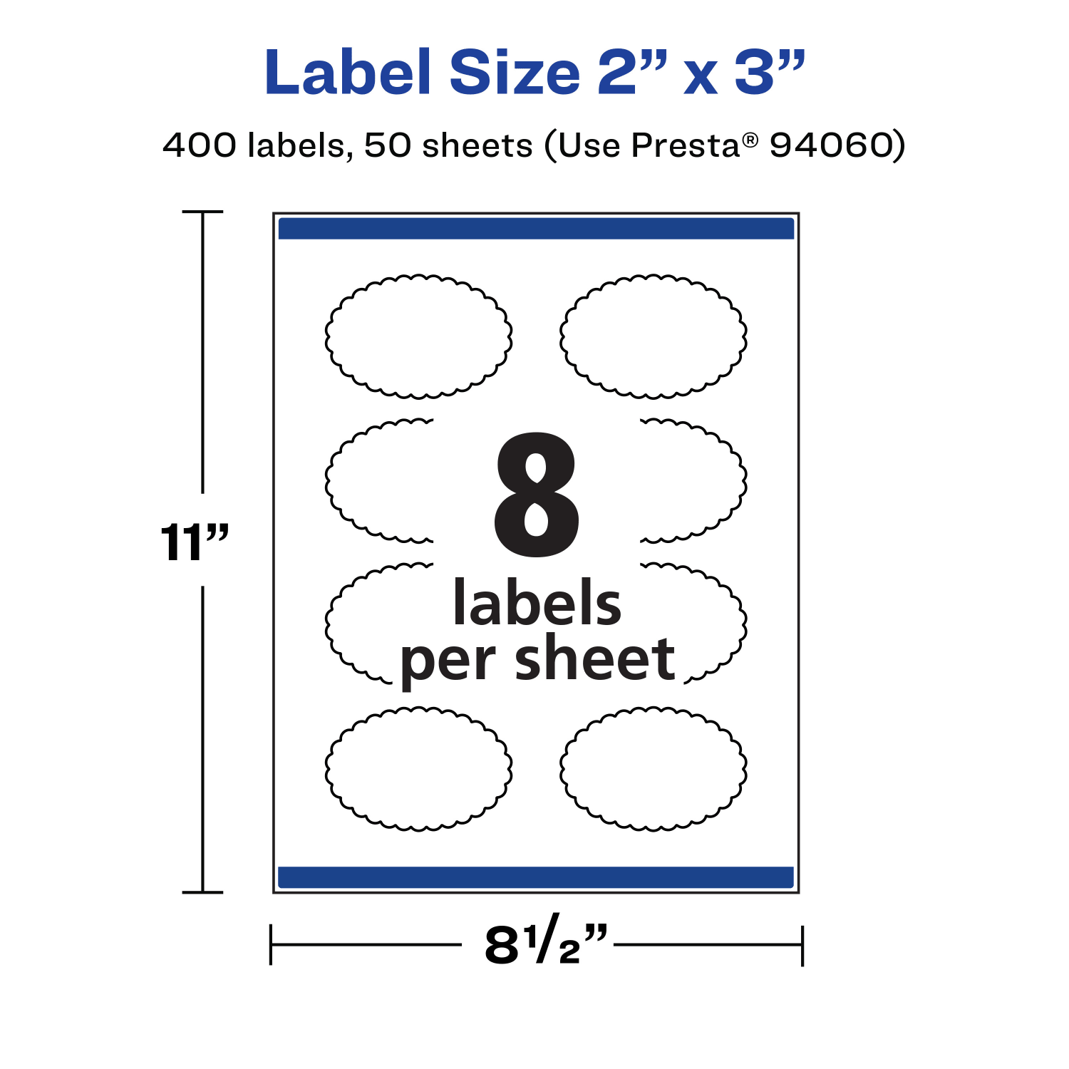 Avery Removable Labels With Sure Feed, 94060-RMP50, Oval Scalloped, 2in x 3in, White, Pack Of 400 Labels - Image 6