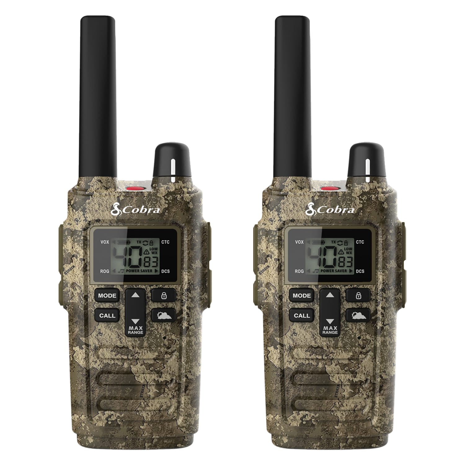 Cobra 32-Mile-Range Weather-Resistant 2-Way Radios, Camouflage, 2-Pack, RX380