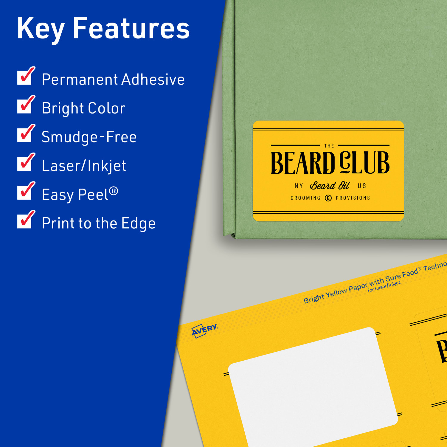 Avery Print-To-The-Edge Labels With Sure Feed Technology And Easy Peel, 94240-BYP40, Rectangle, 2in x 3-3/4in, Matte Bright Yellow, Pack of 320 - Image 3