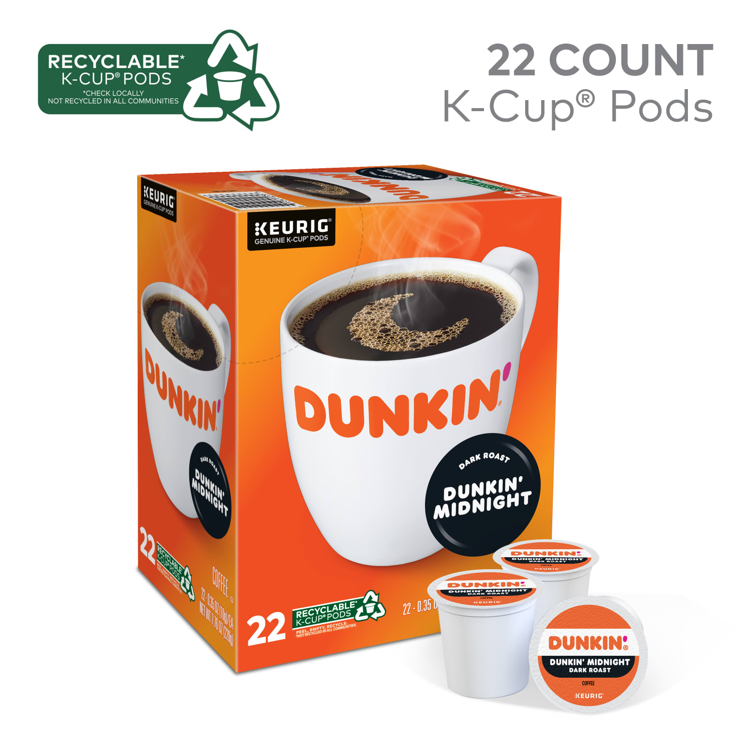 Dunkin Donuts Midnight Single-Serve Coffee K-Cup, Carton Of 22 - Image 5