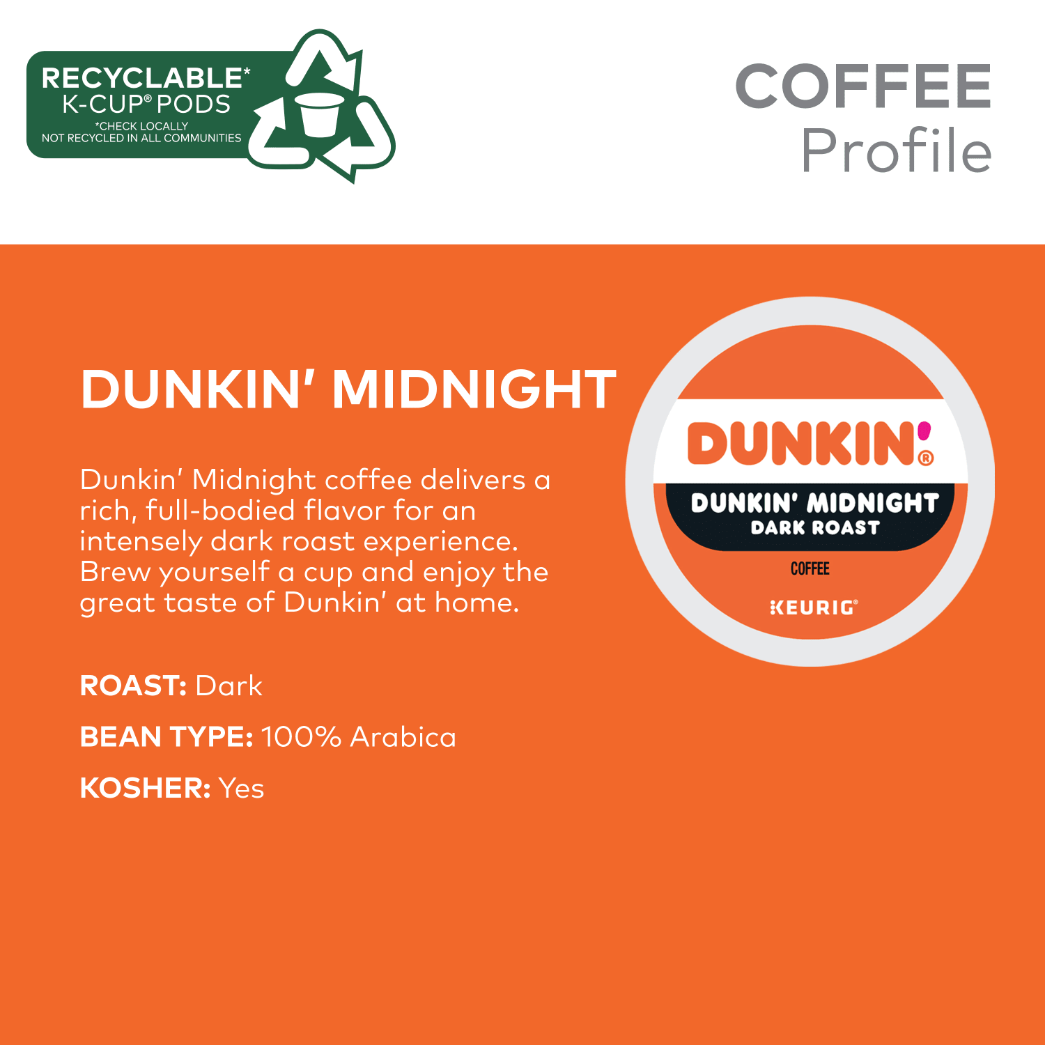 Dunkin Donuts Midnight Single-Serve Coffee K-Cup, Carton Of 22 - Image 6