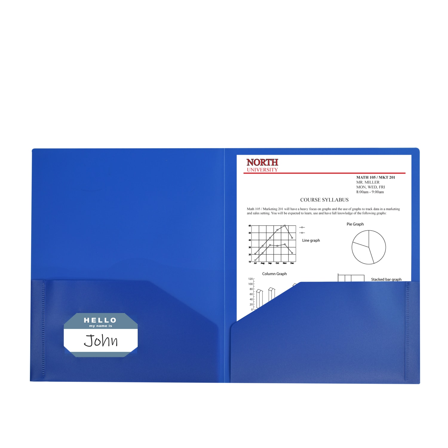 C-Line 2-Pocket 3-Hole Punch Poly Folders, 8-1/2in x 11in, Blue, Pack Of 25 Folders - Image 6