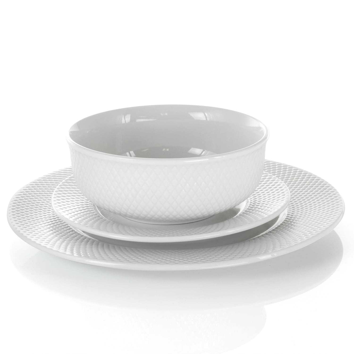 Elama Maisy 18-Piece Round Porcelain Dinnerware Set, White - Image 6