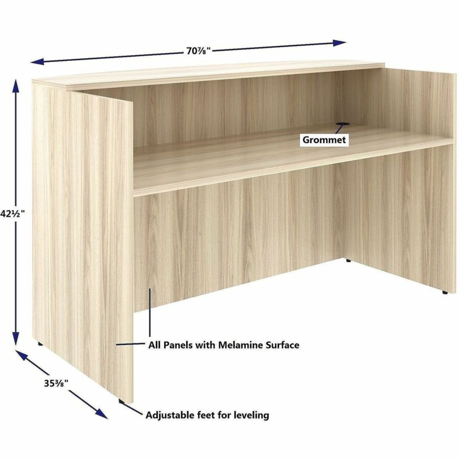 Lorell Essentials Front Reception Desk, 42.5inH x 72inW x 36inD - Image 5
