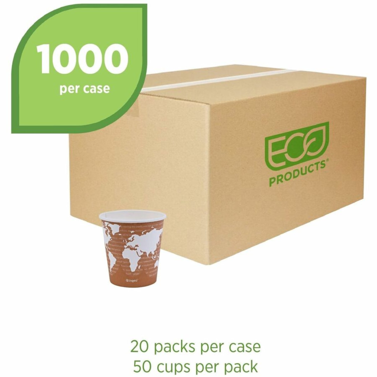 Eco-Products World Art Hot Beverage Cups, 10 Oz, Orange, Carton Of 1,000 - Image 4