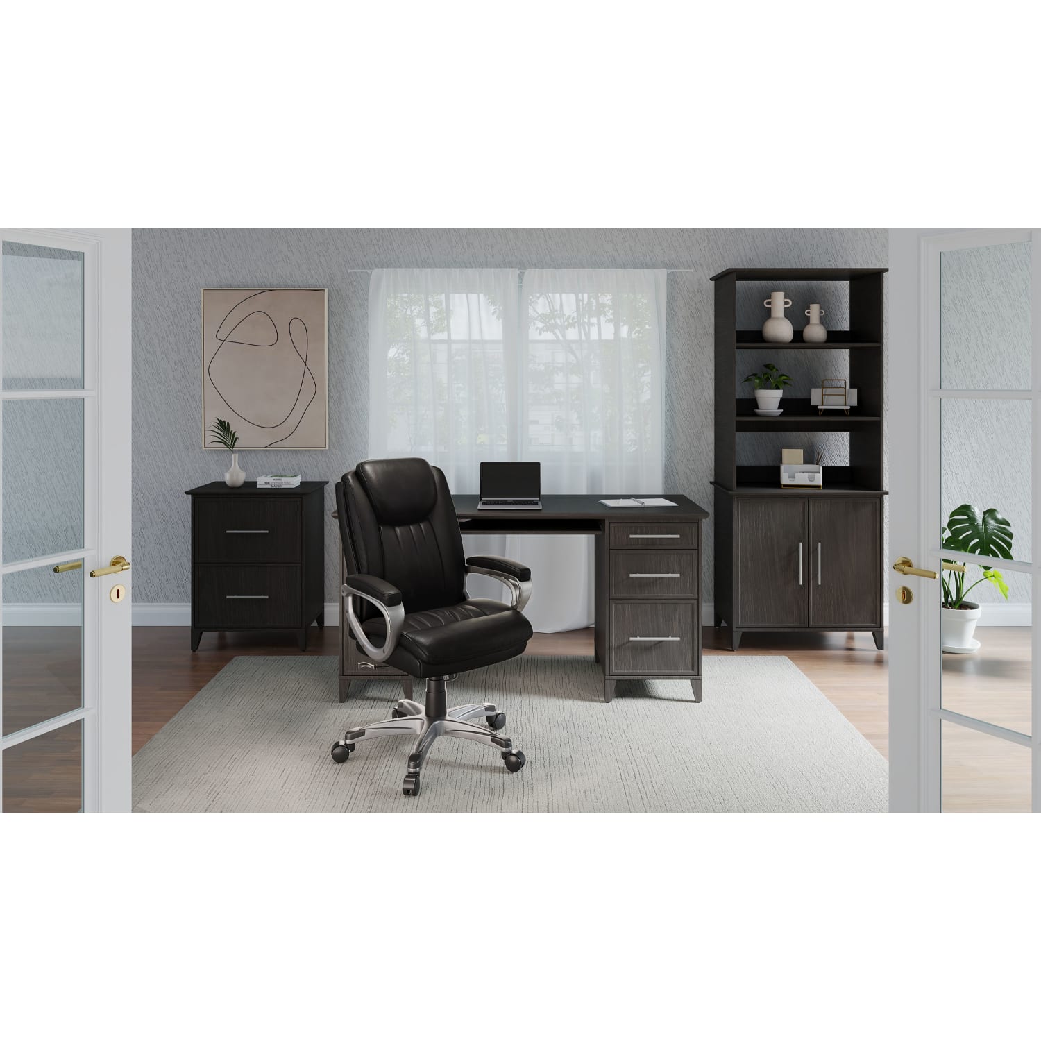 Realspace Treswell Bonded Leather HighBack Executive Office Chair BlackSilver BIFMA Compliant PopularChairscom Realspace Treswell Bonded Leather High Back Executive Office Chair BlackSilver BIFMA Compliant PopularChairscom