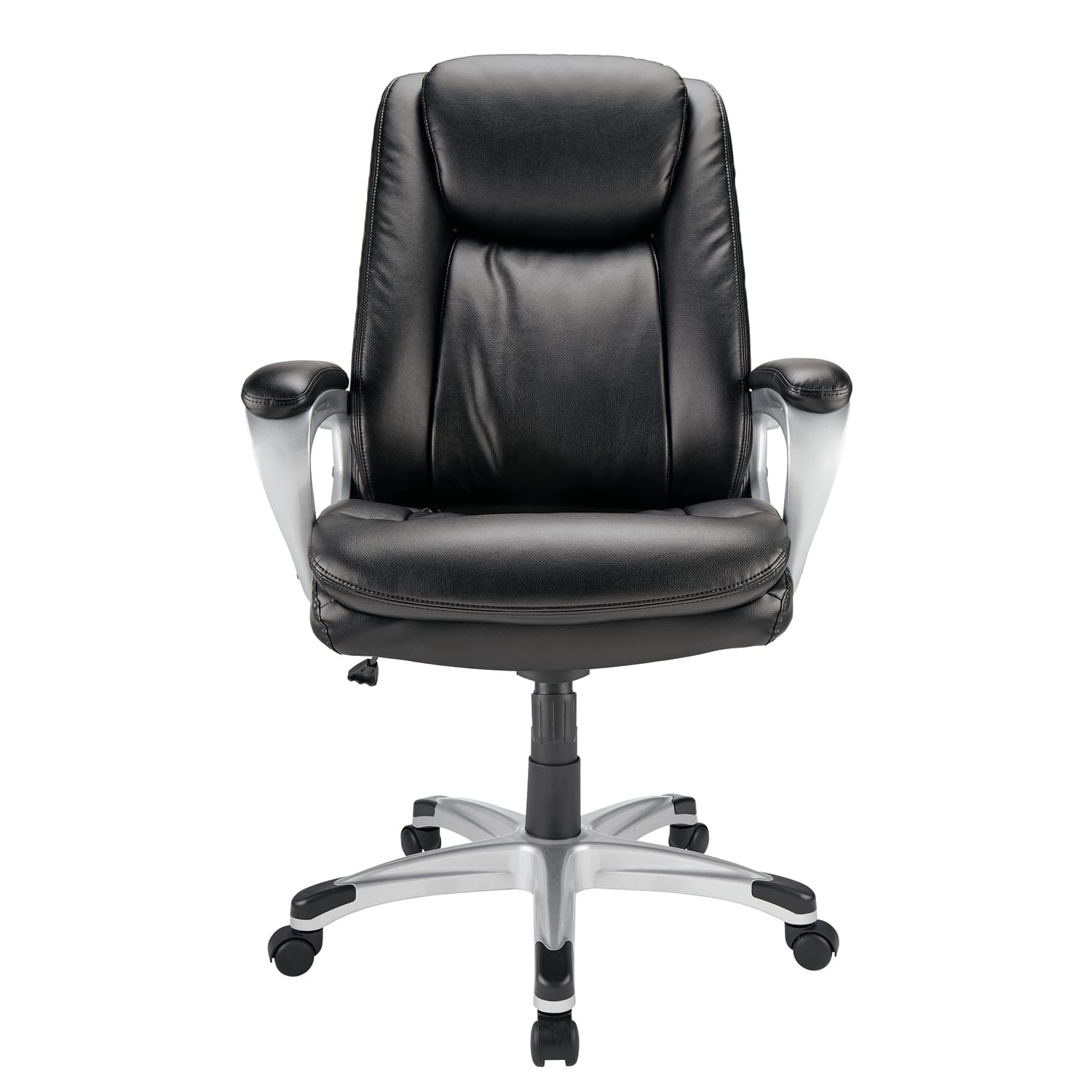 Realspace Treswell Bonded Leather High-Back Executive Office Chair, Black/Silver, BIFMA Compliant - Image 4