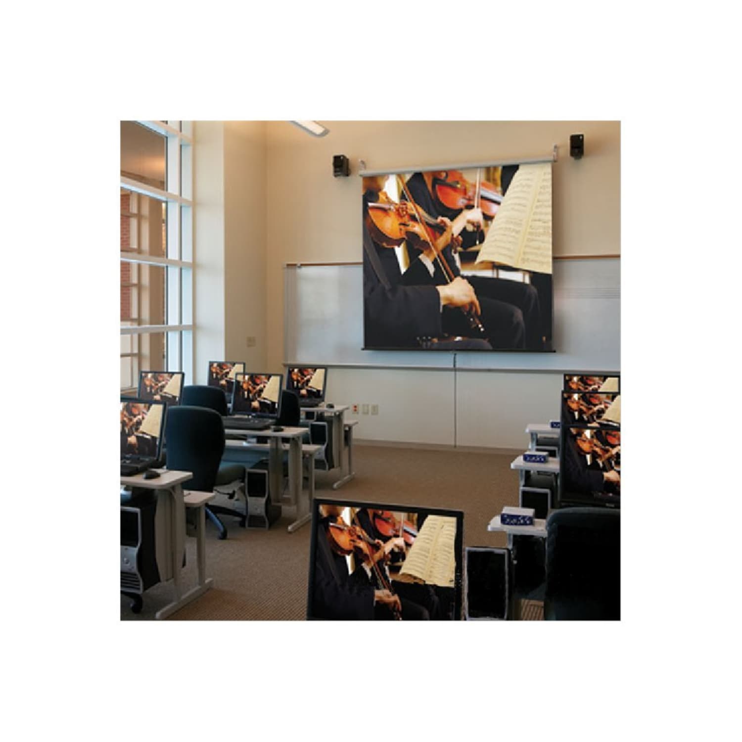 Draper Luma HDTV Format - Projection screen - ceiling mountable, wall mountable - 100in (100 in) - 16:9 - Matt White - white - Image 3
