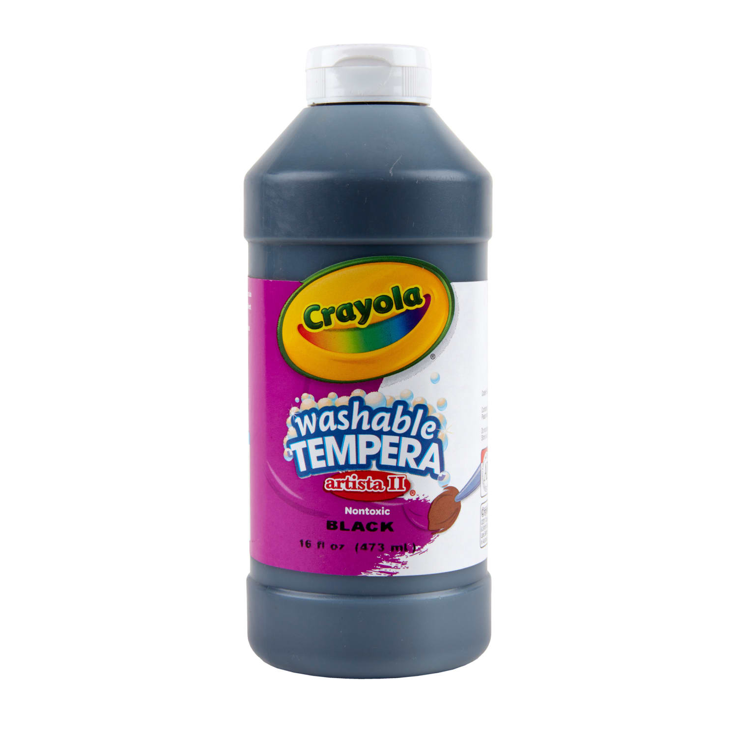 Crayola Artista II Washable Liquid Tempera Paint, 16 oz., Black, Pack Of 6 - Image 3