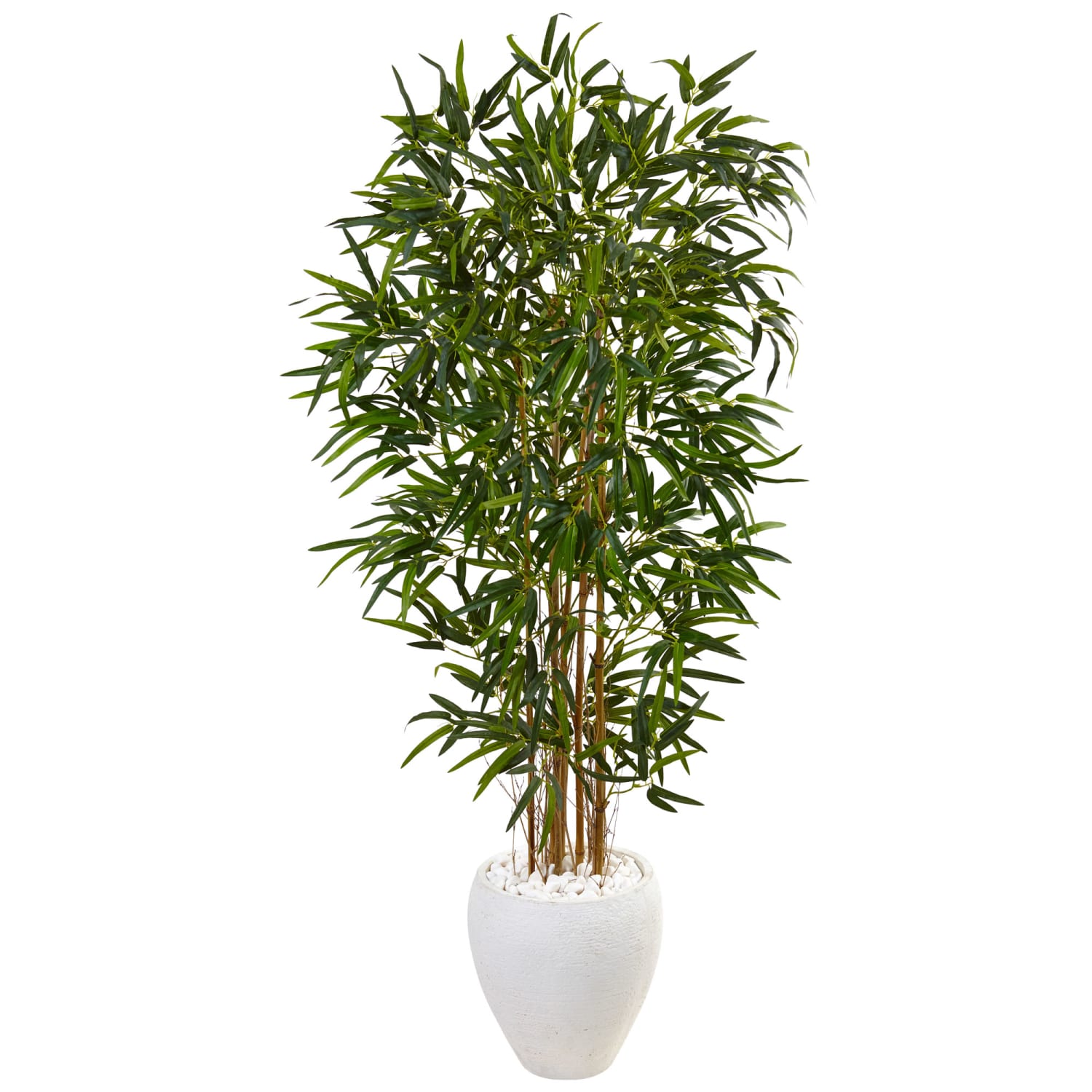 Nearly Natural Bamboo 60inH Artificial Tree With Oval Planter, 60inH x 25inW x 25inD, Green