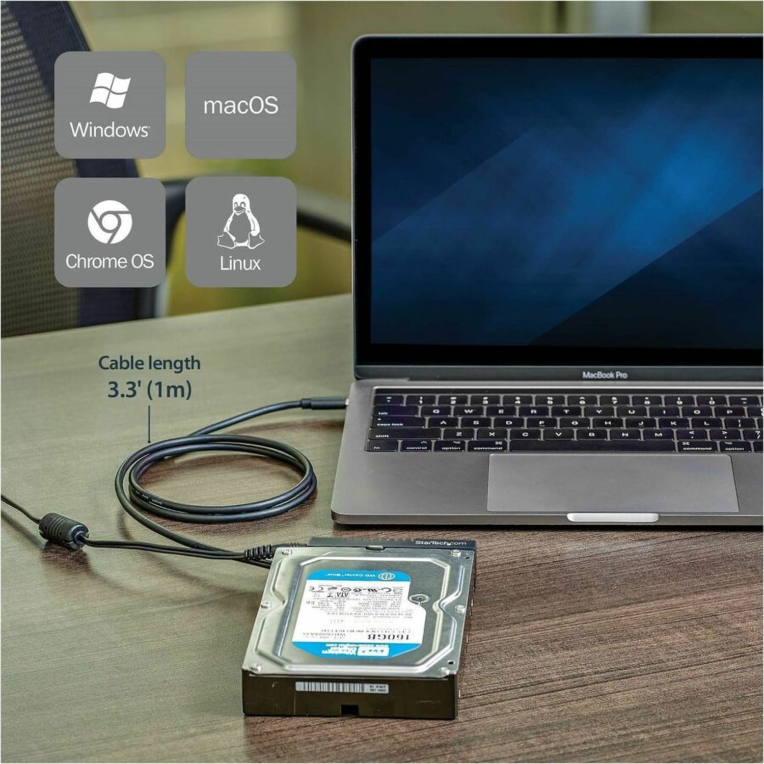 StarTech.com USB C to SATA Adapter Cable for 2.5in/3.5in SSD/HDD Drives - USB 3.1 (10Gbps) - Image 4